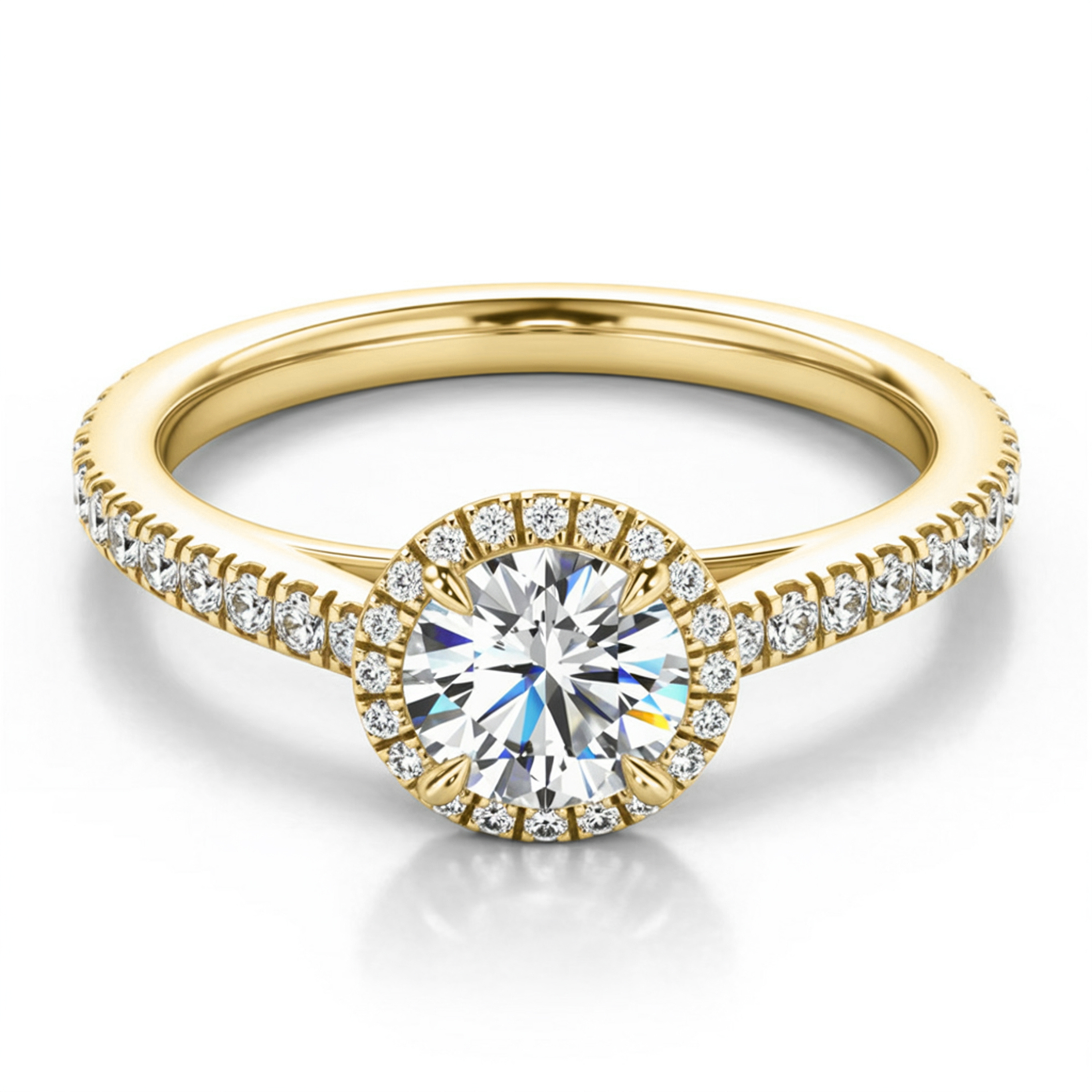 1CT ラウンドカット ヘイロー エタニティ モアッサナイトリング