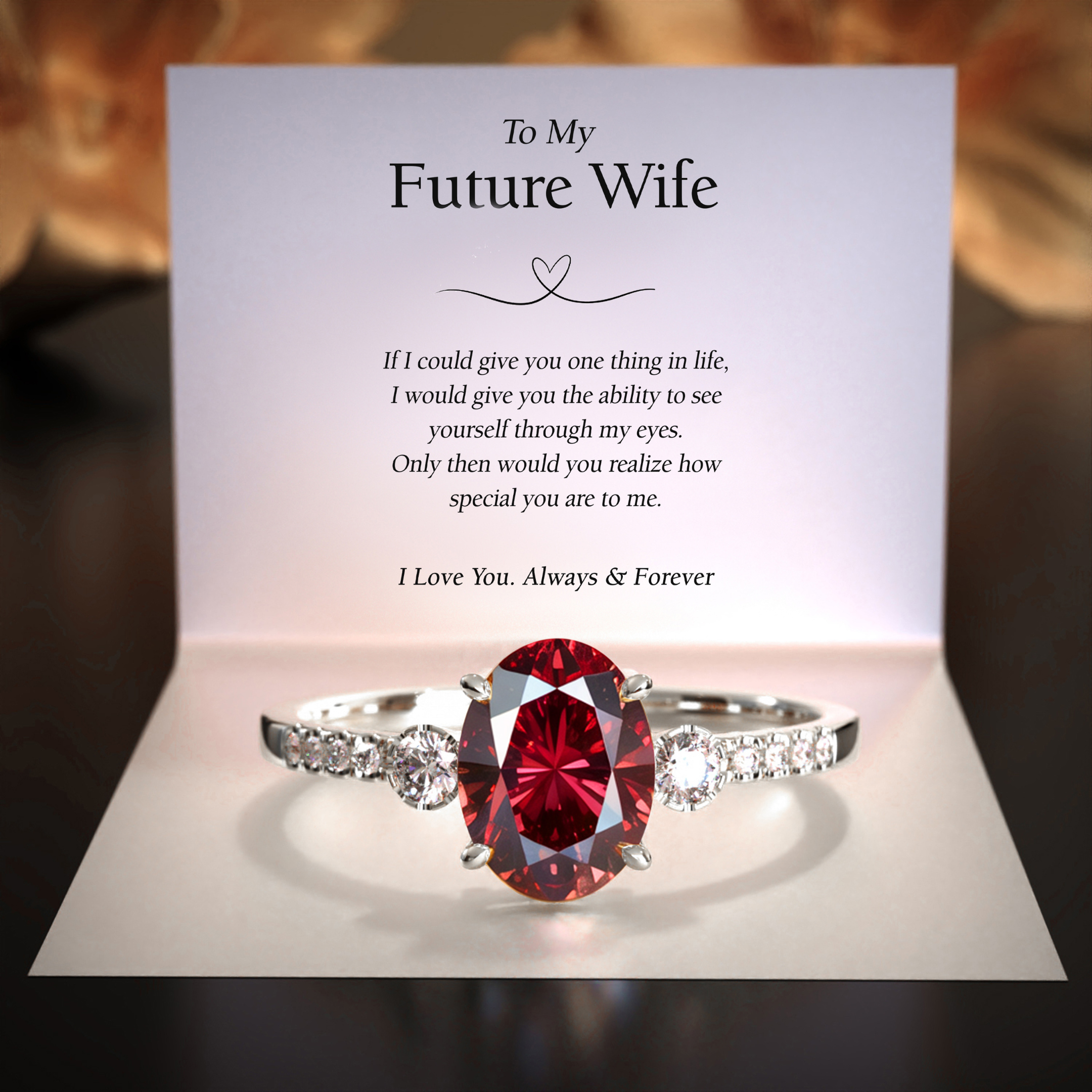 Luna 2CT オーバルカット レッドモアサナイトリング | 未来の妻へ