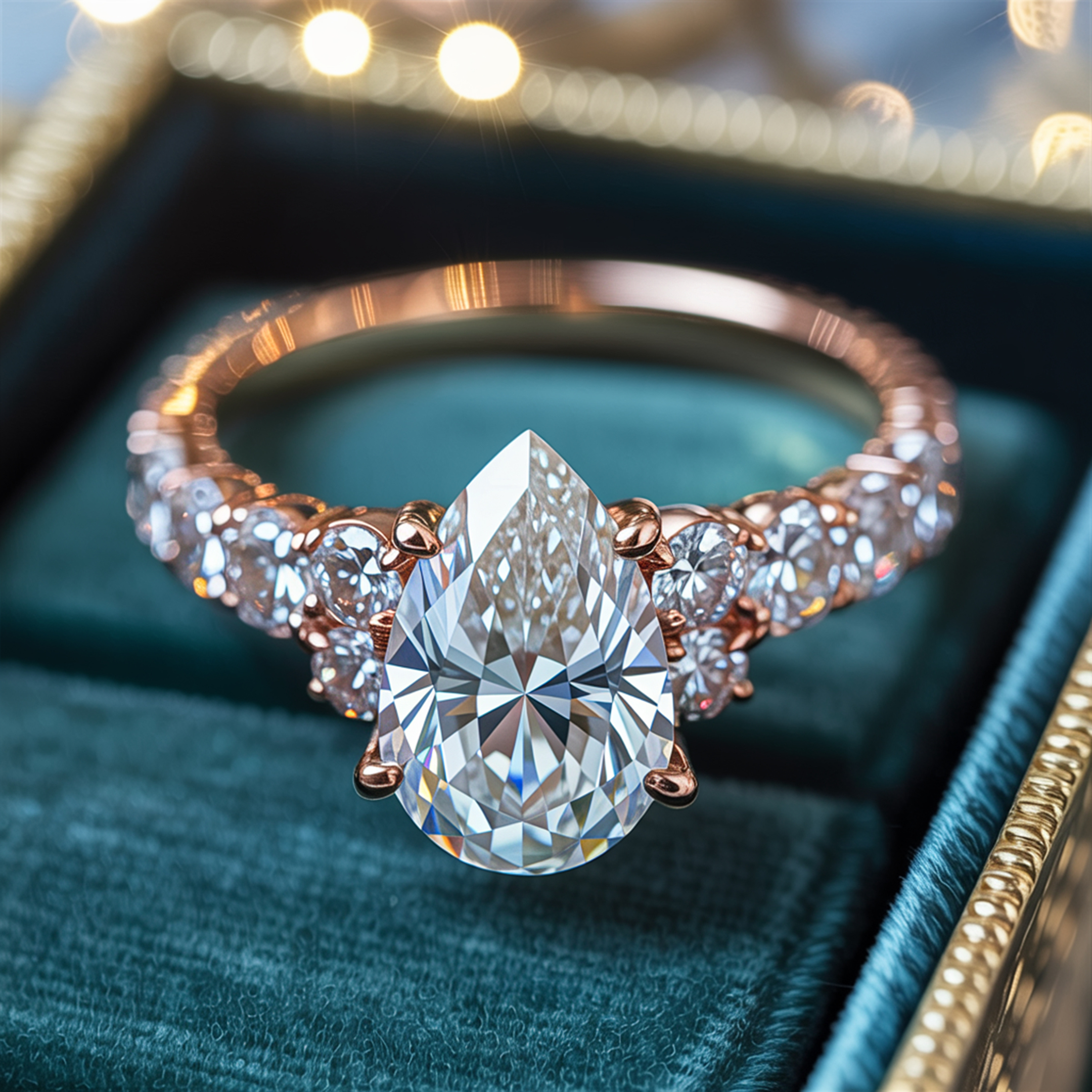 The Adelina Rae — Pear Cut Moissanite Ring
アデリナ・レイ — ペアカット モアッサナイトリング