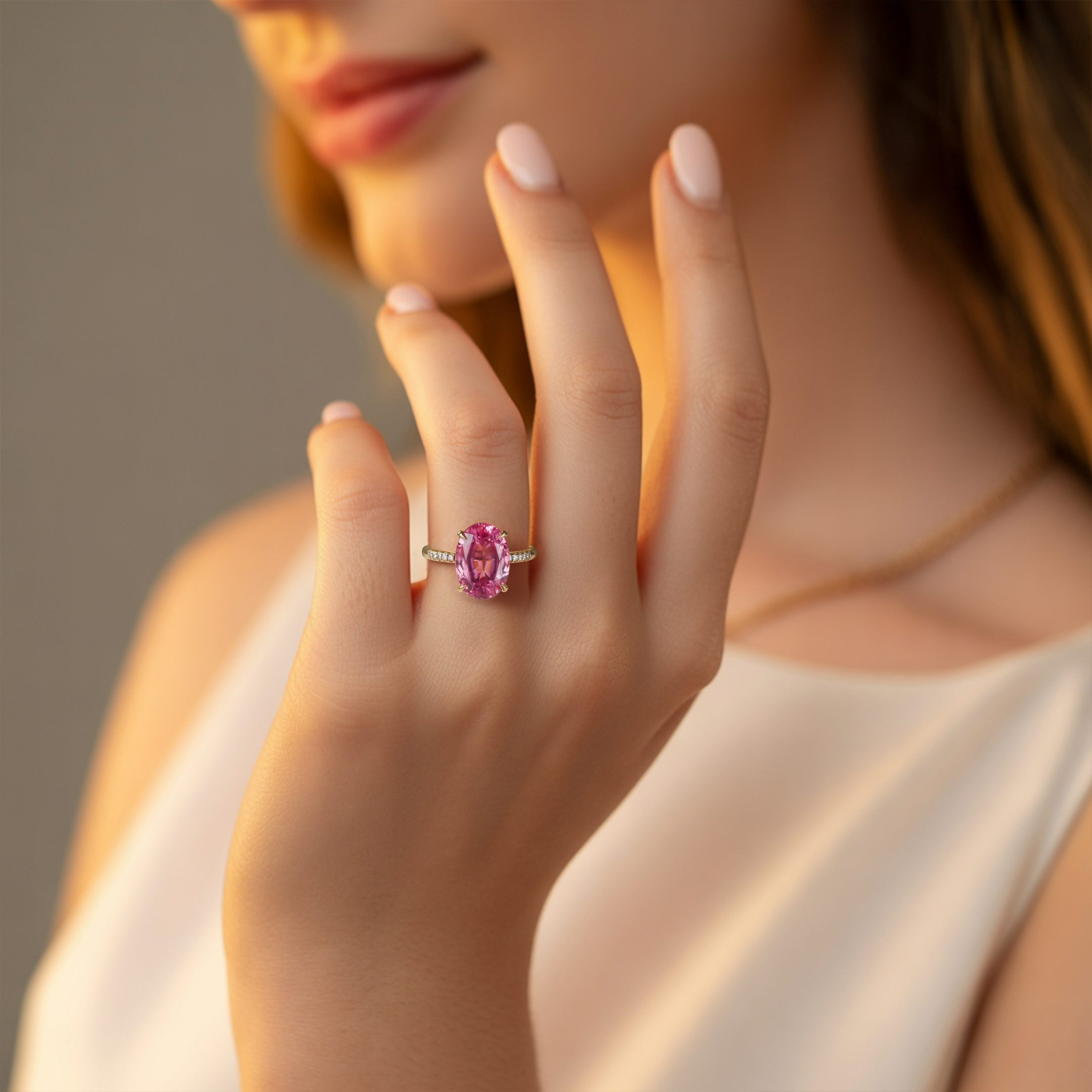 オパライン - ピンクモアッサナイトリング