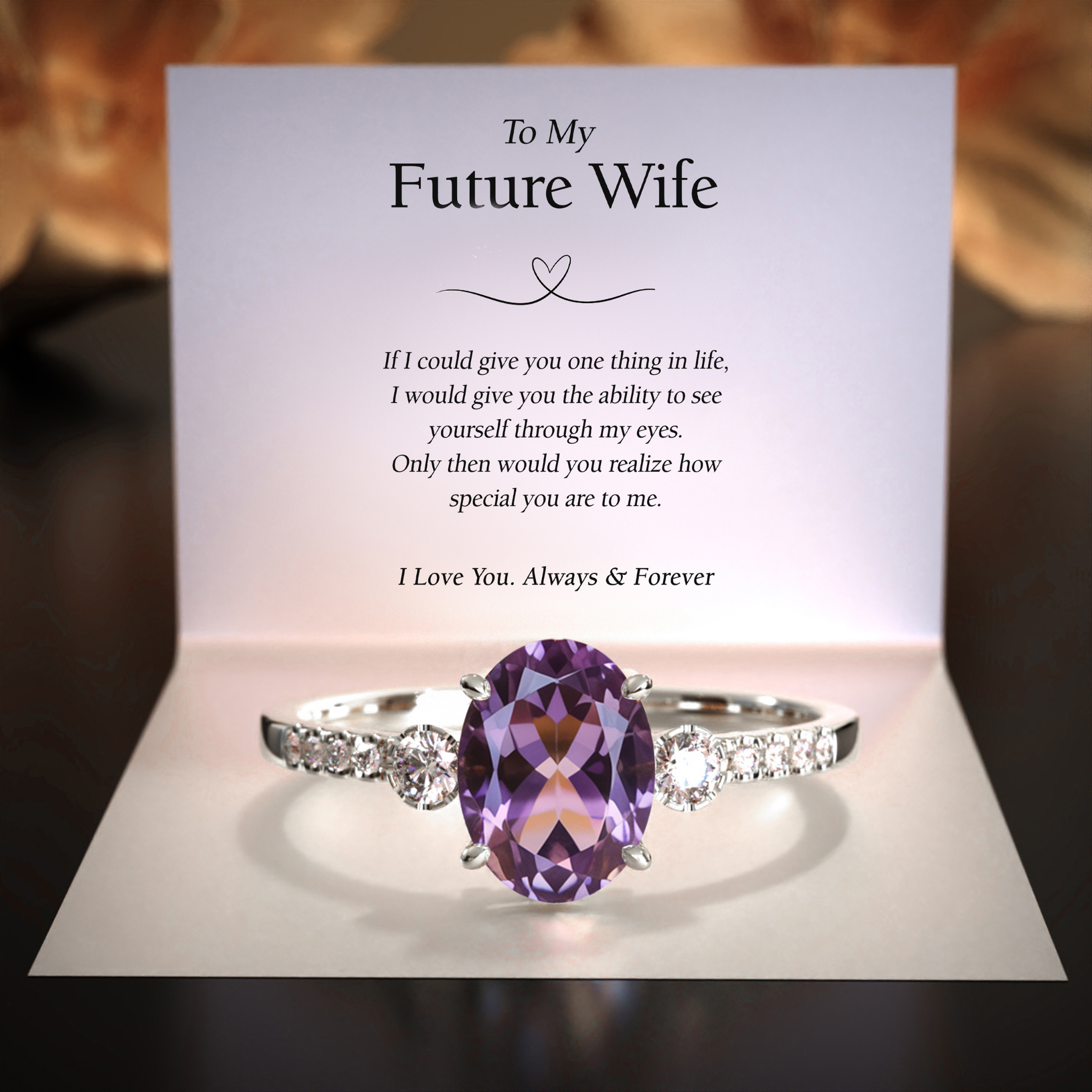 The Luna | 未来の妻へ 2CT オーバルカット パープル モアサナイトリング