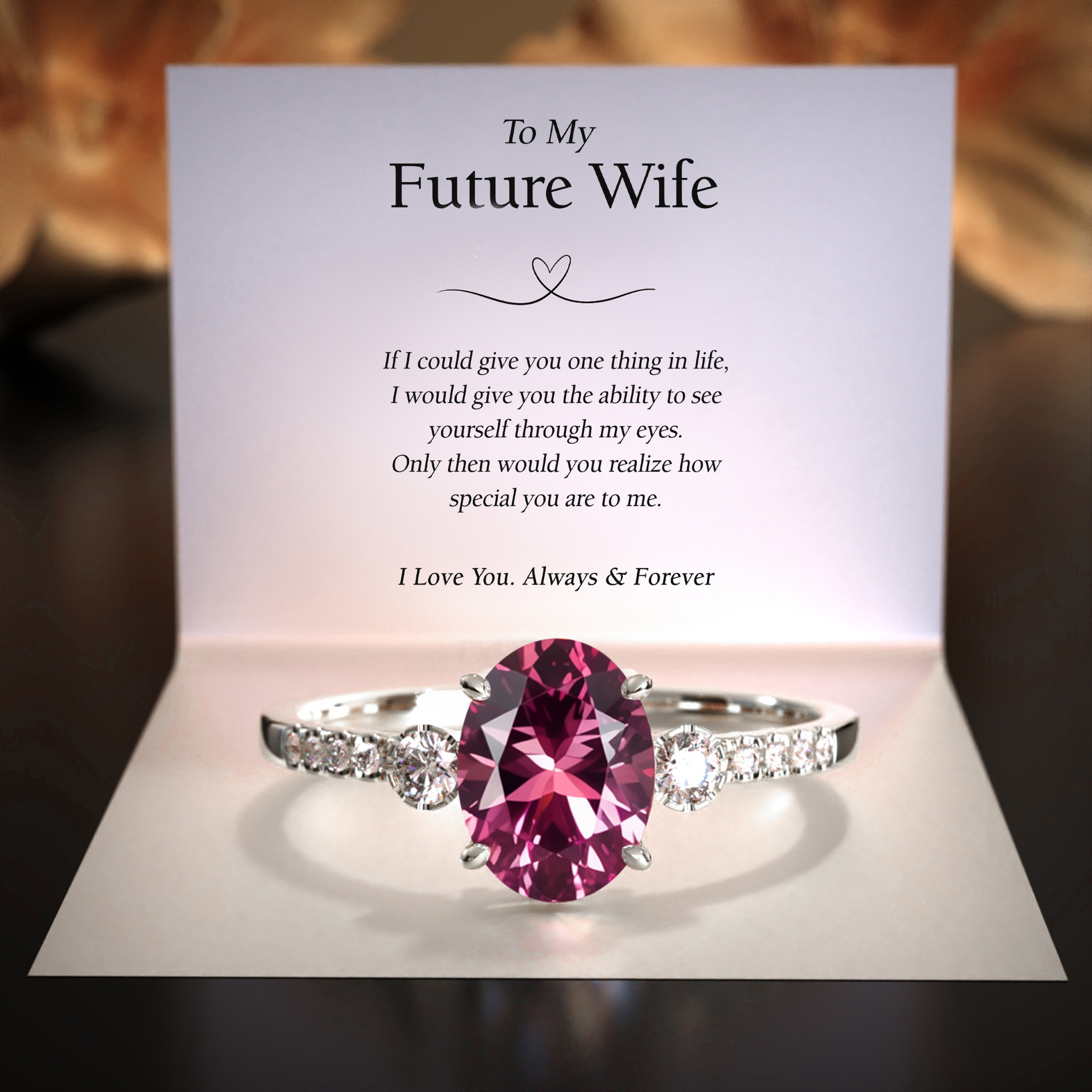 Luna 2CT オーバルカット ピンクモアサナイトリング | 未来の妻へ