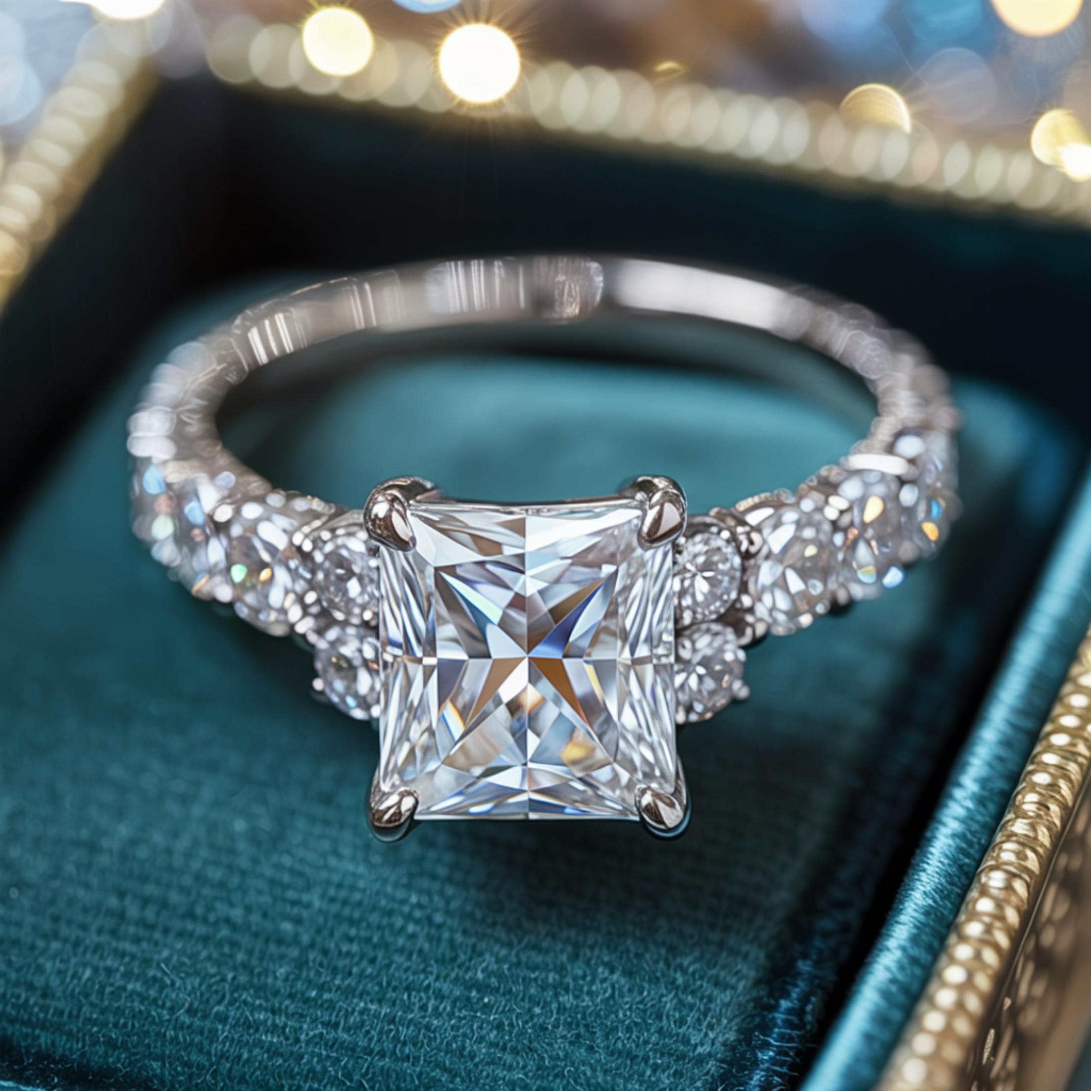 The Adelina Rae — Princess Cut Moissanite Ring
アデリナ・レイ — プリンセスカット モアッサナイトリング