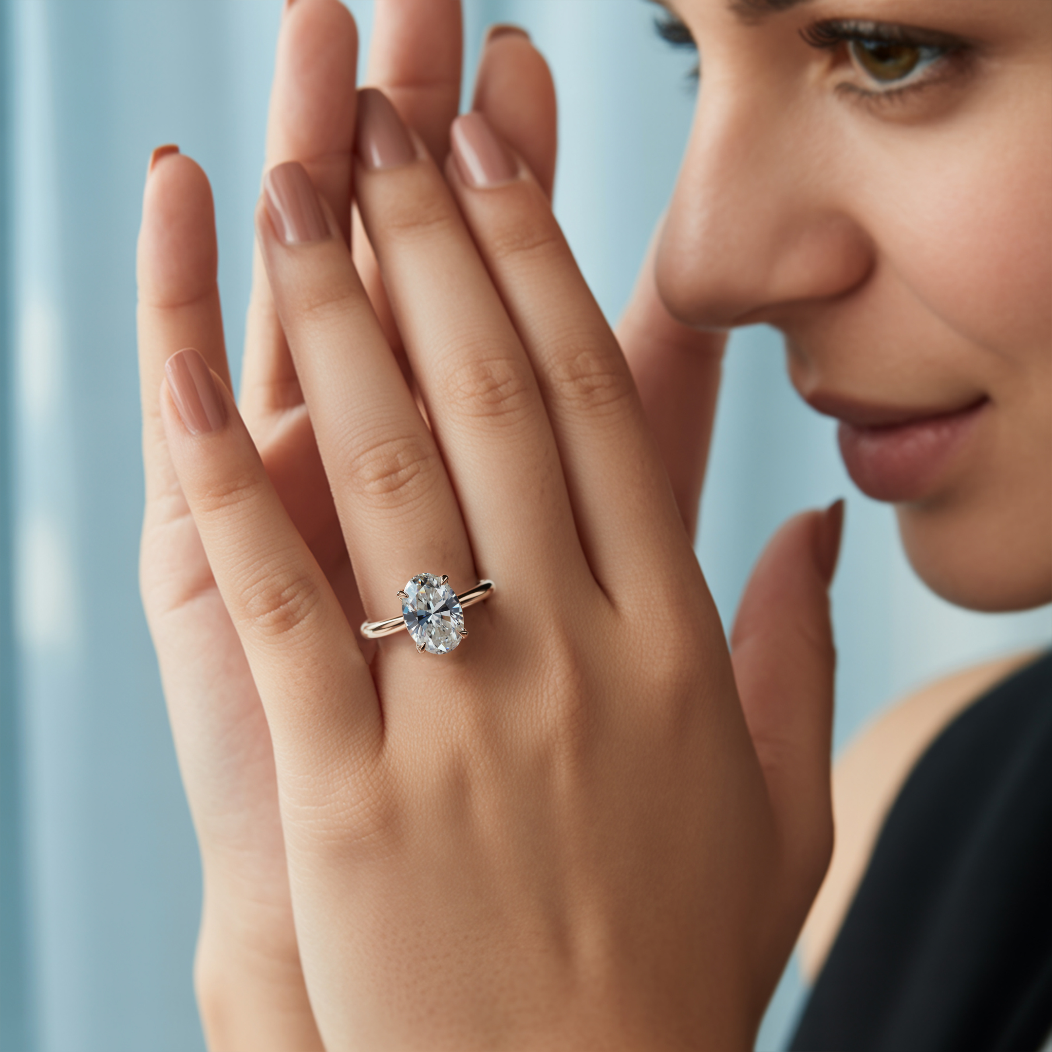 オパライン - ソリティア モアッサナイトリング