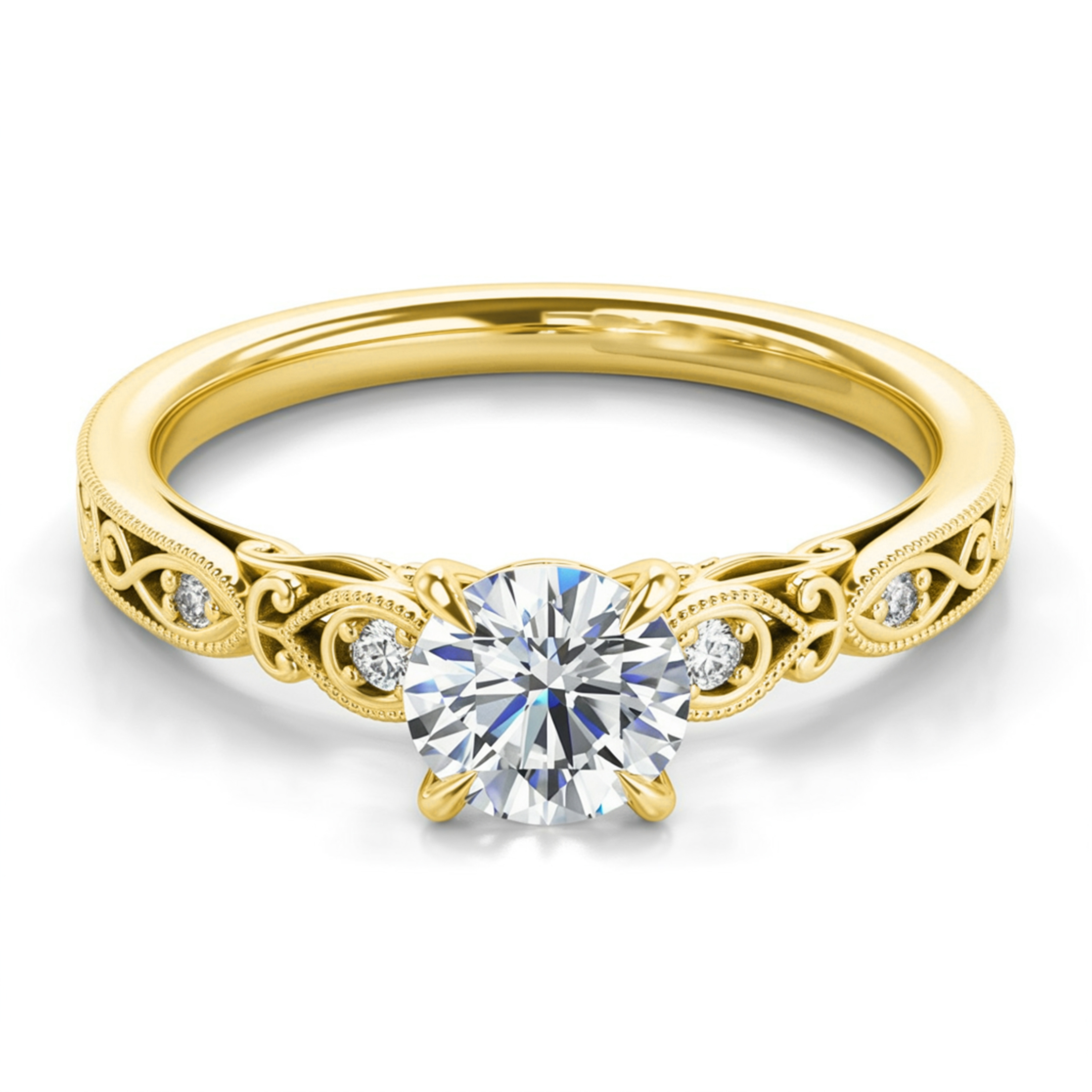 1CT ラウンドカット ヴィンテージ モアッサナイトリング