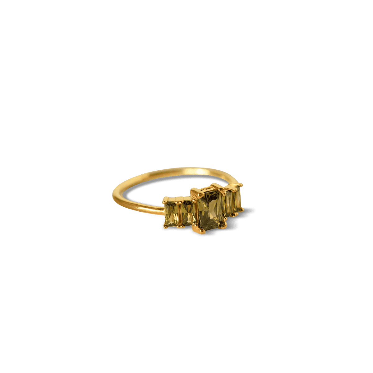 パーソナライズ エメラルドカット 誕生石リング - ステンレススチール