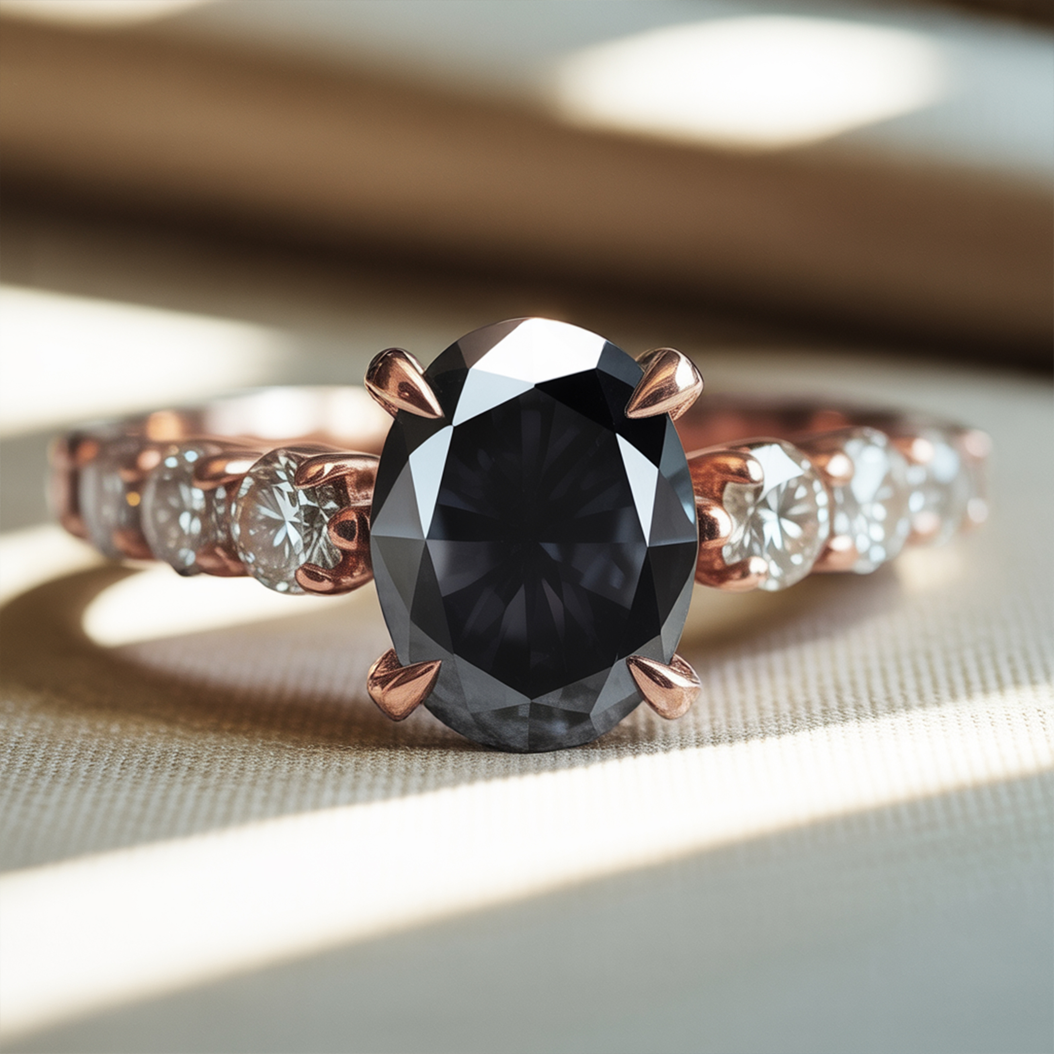 セレスティン - ブラックモアッサナイトリング