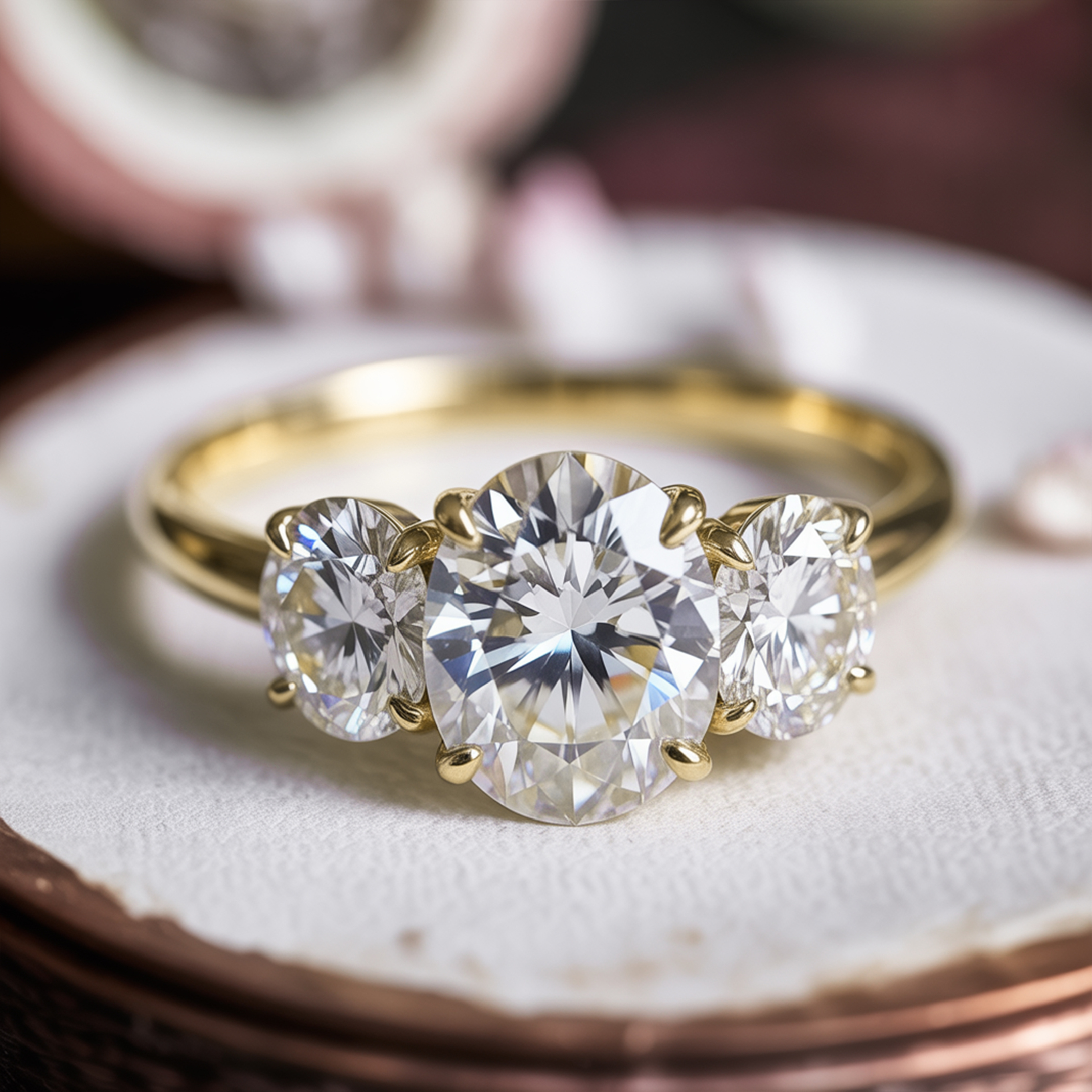 ルナ - スリーストーン モアッサナイトリング