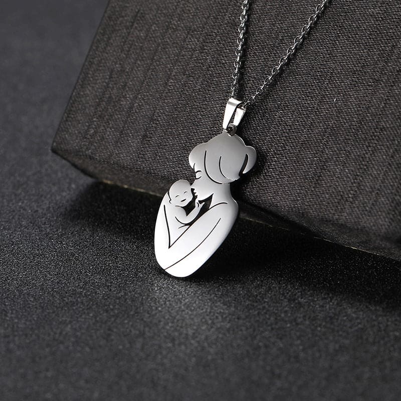 母と子のペンダントネックレス - ステンレス製
