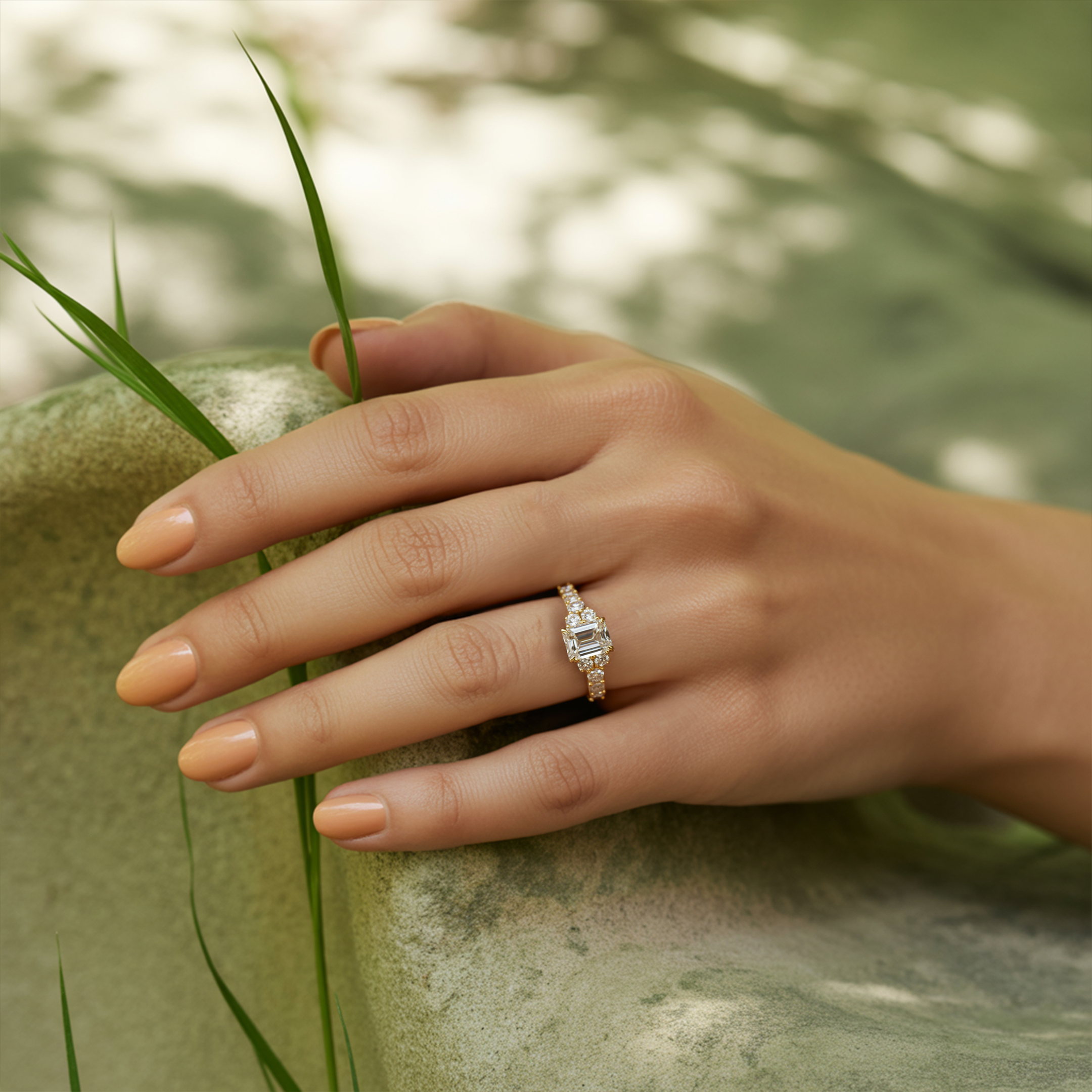 アデリナ・レイ 1CT エメラルドカット モアッサナイトリング