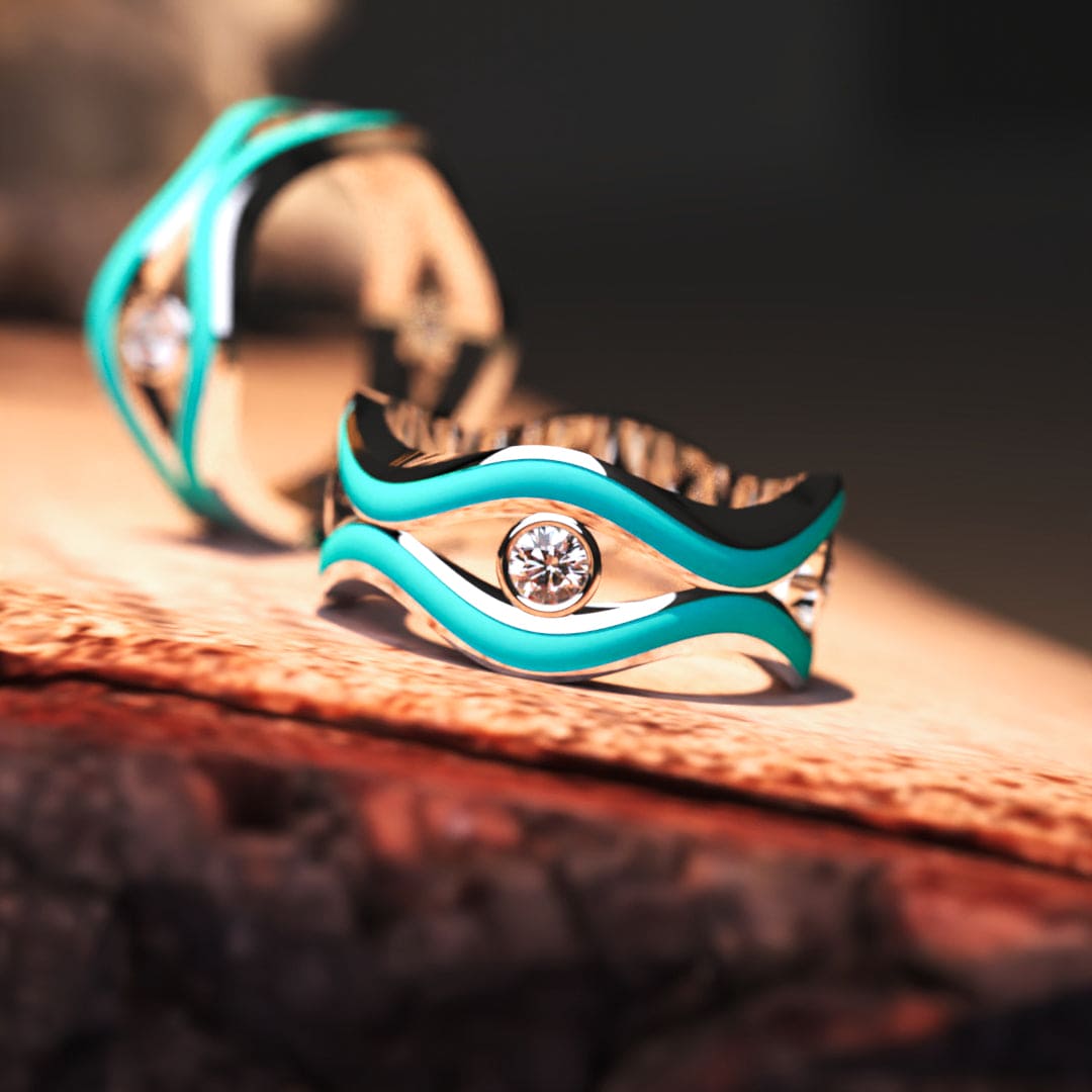 ドルフィンの瞳:エシカルダイヤモンドリング - S925スターリングシルバー