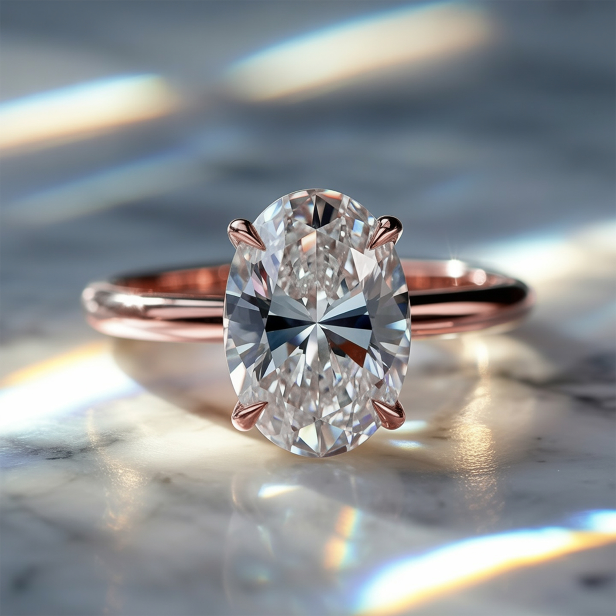 オパライン - ソリティア モアッサナイトリング