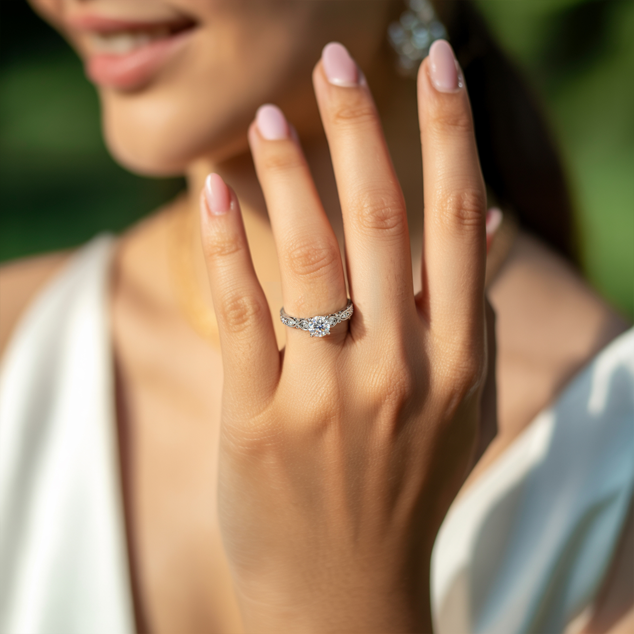 1CT ラウンドカット ヴィンテージ モアッサナイトリング