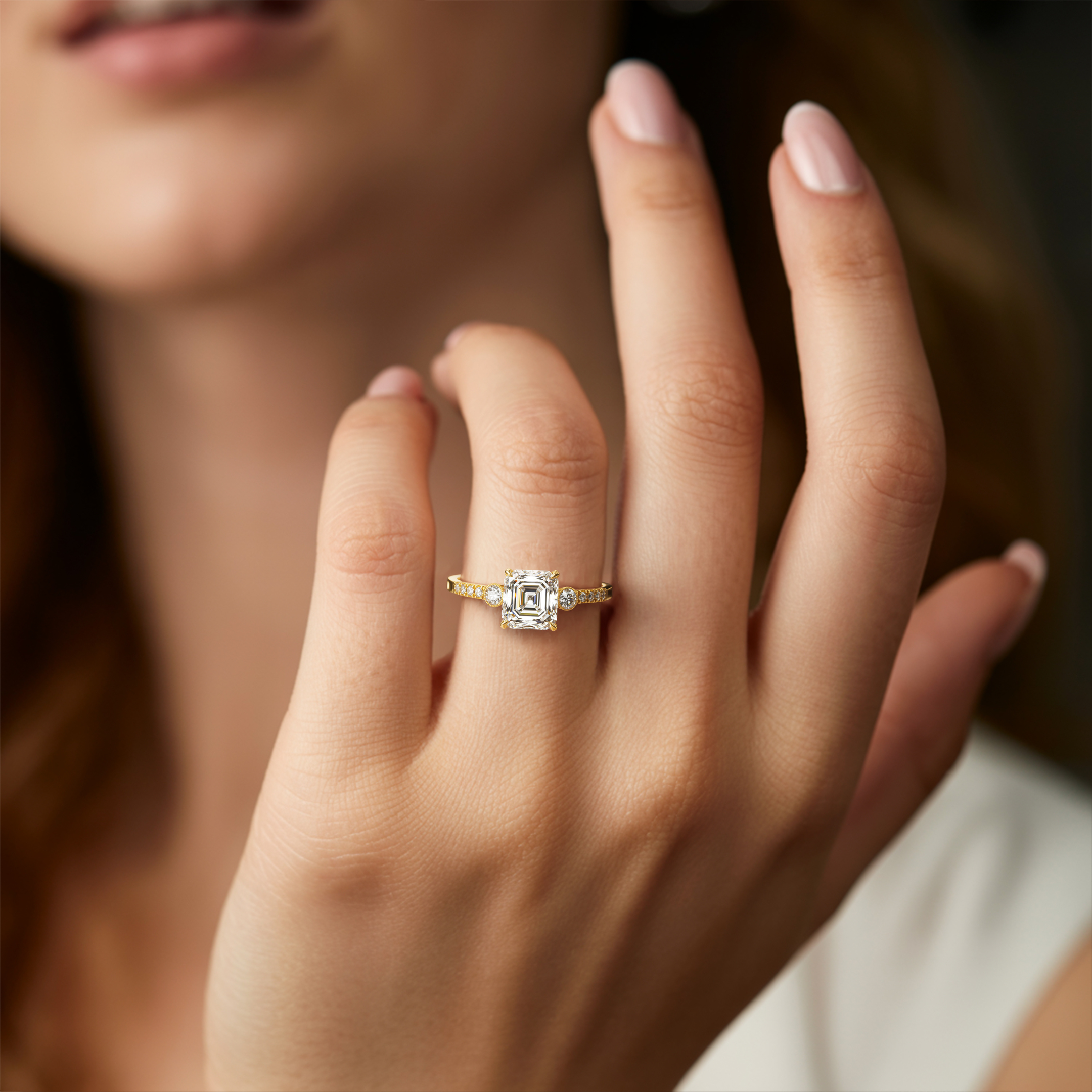 The Luna | 未来の妻へ – アッシャーカット モアサナイトリング