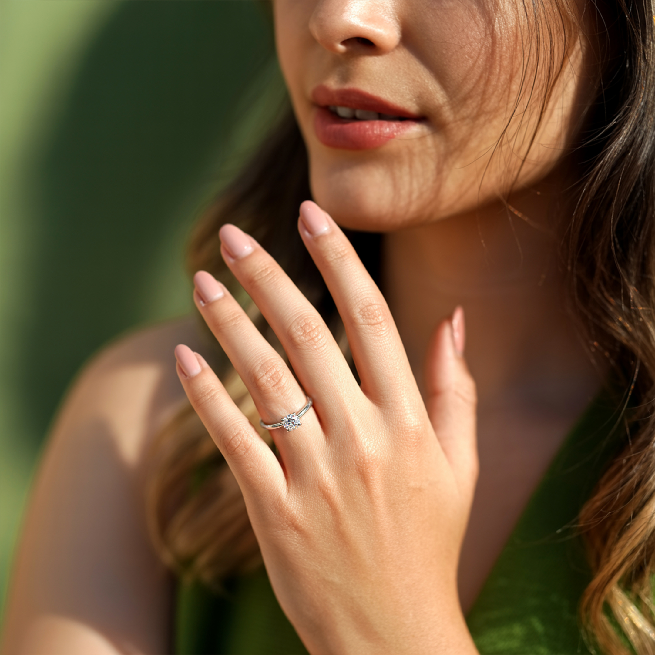 1CT ラウンドカット モアサナイト ソリティアリング