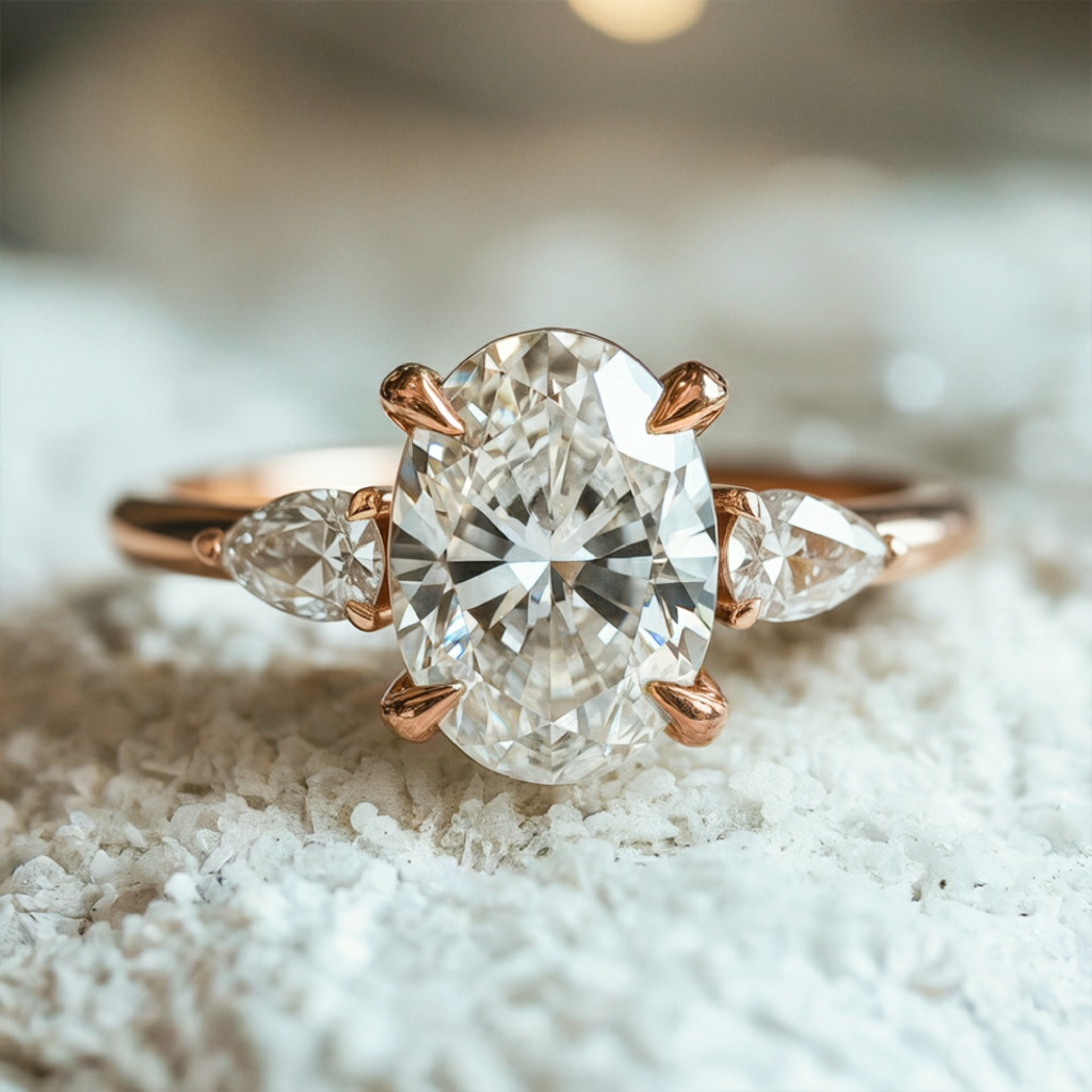 The Celestine - Three Stone Moissanite Ring
