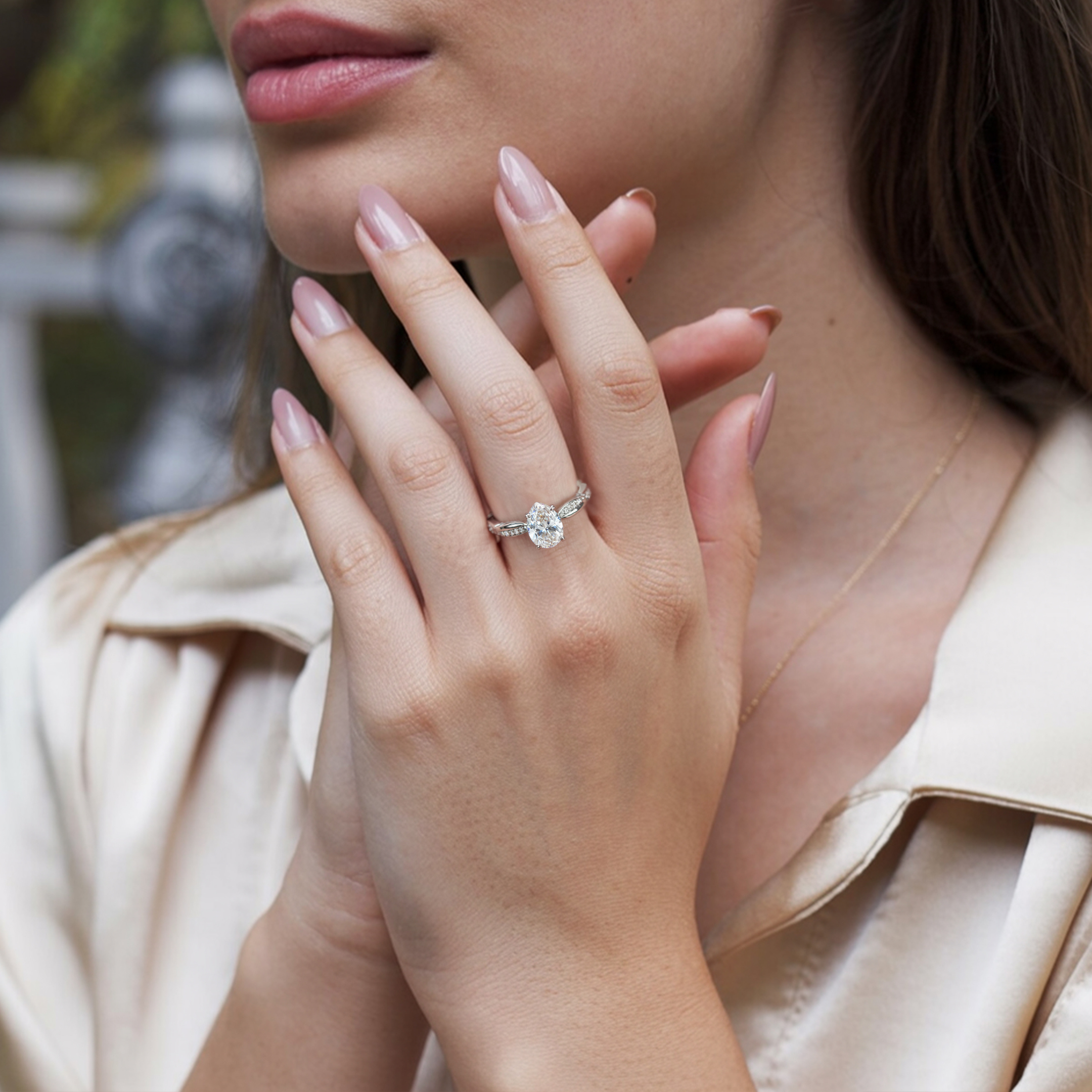 ツイストバンド 1CT ペアカット モアッサナイトリング