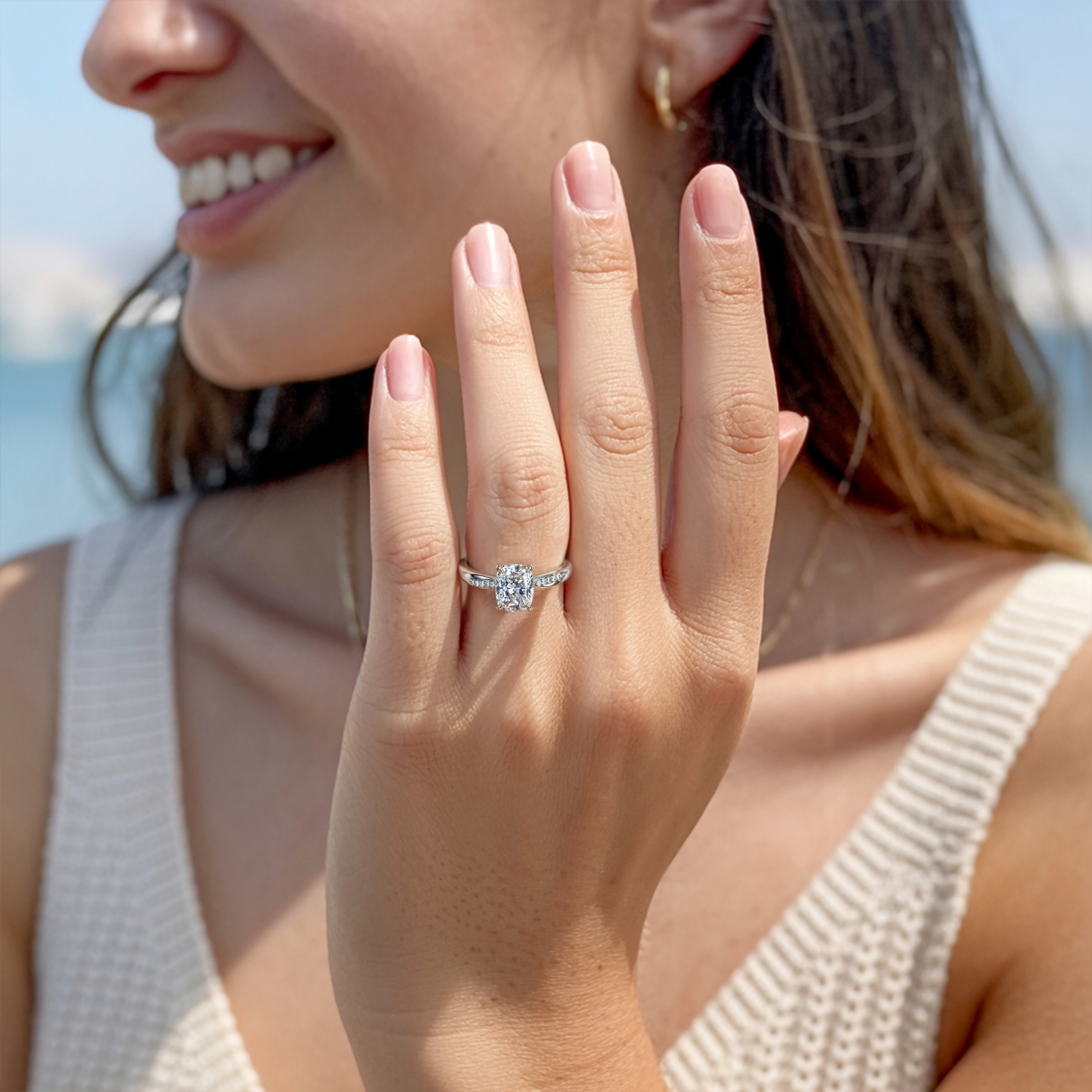 ツイストバンド 1CT クッションカット モアッサナイトリング