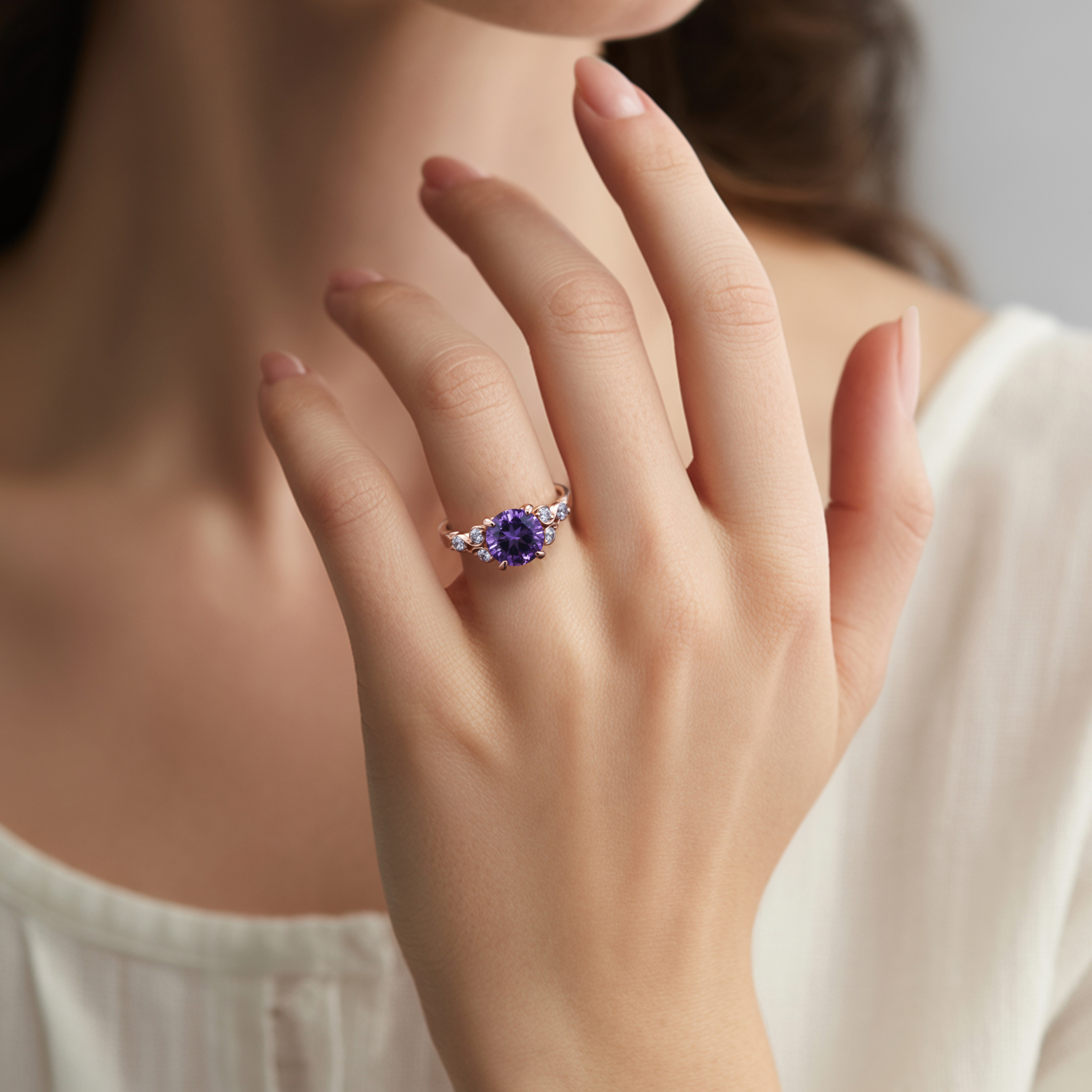 <Katalina>1.5CT ラウンドカット パープル モアッサナイトリング