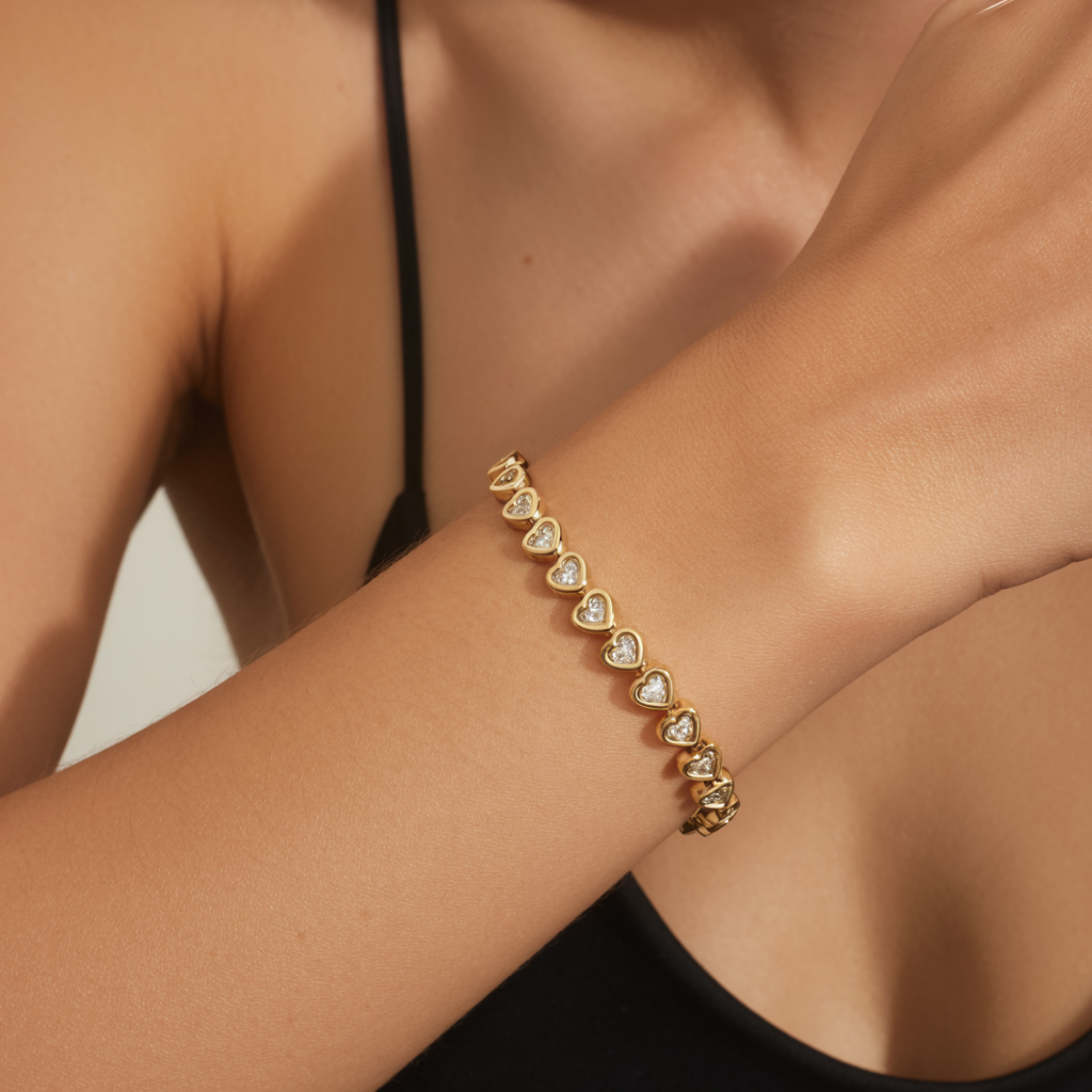 ゴールドテニスハートブレスレット