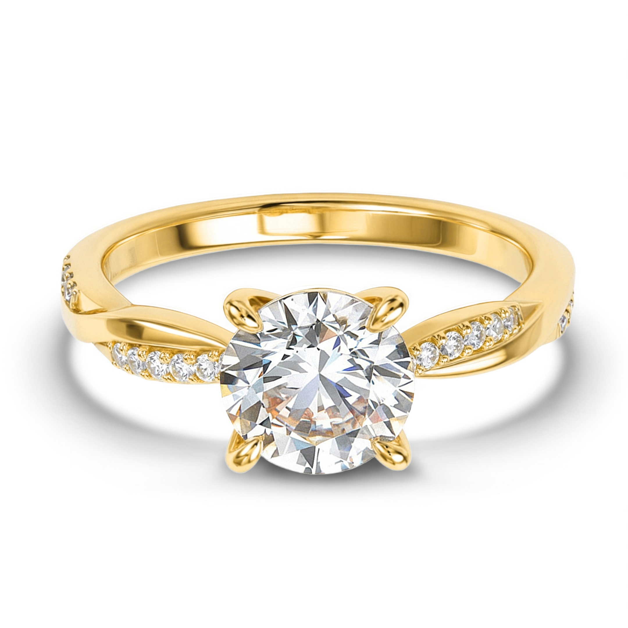 ツイストバンド 5CT ラウンドカット モアッサナイトリング