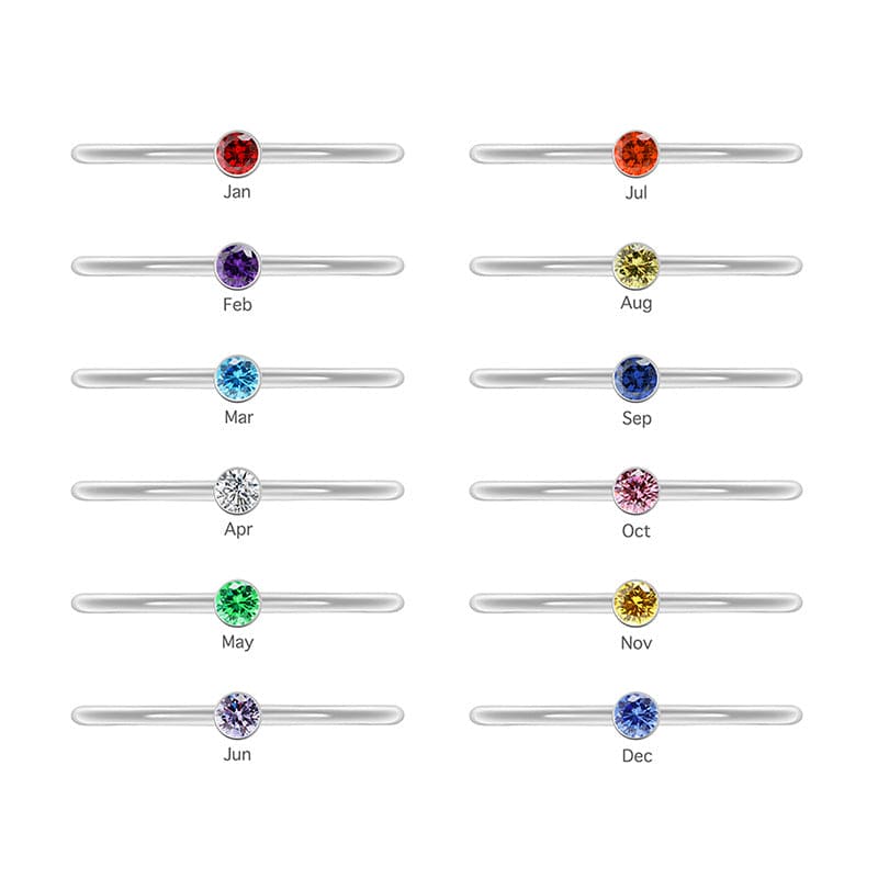 Personalized Family Birthstones Stackable Ring - Stainless Steel