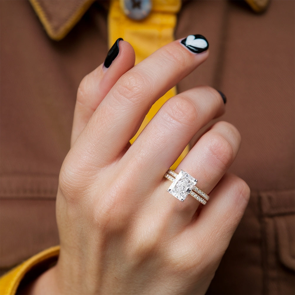 ラディアントカット モアッサナイト 2点リングセット