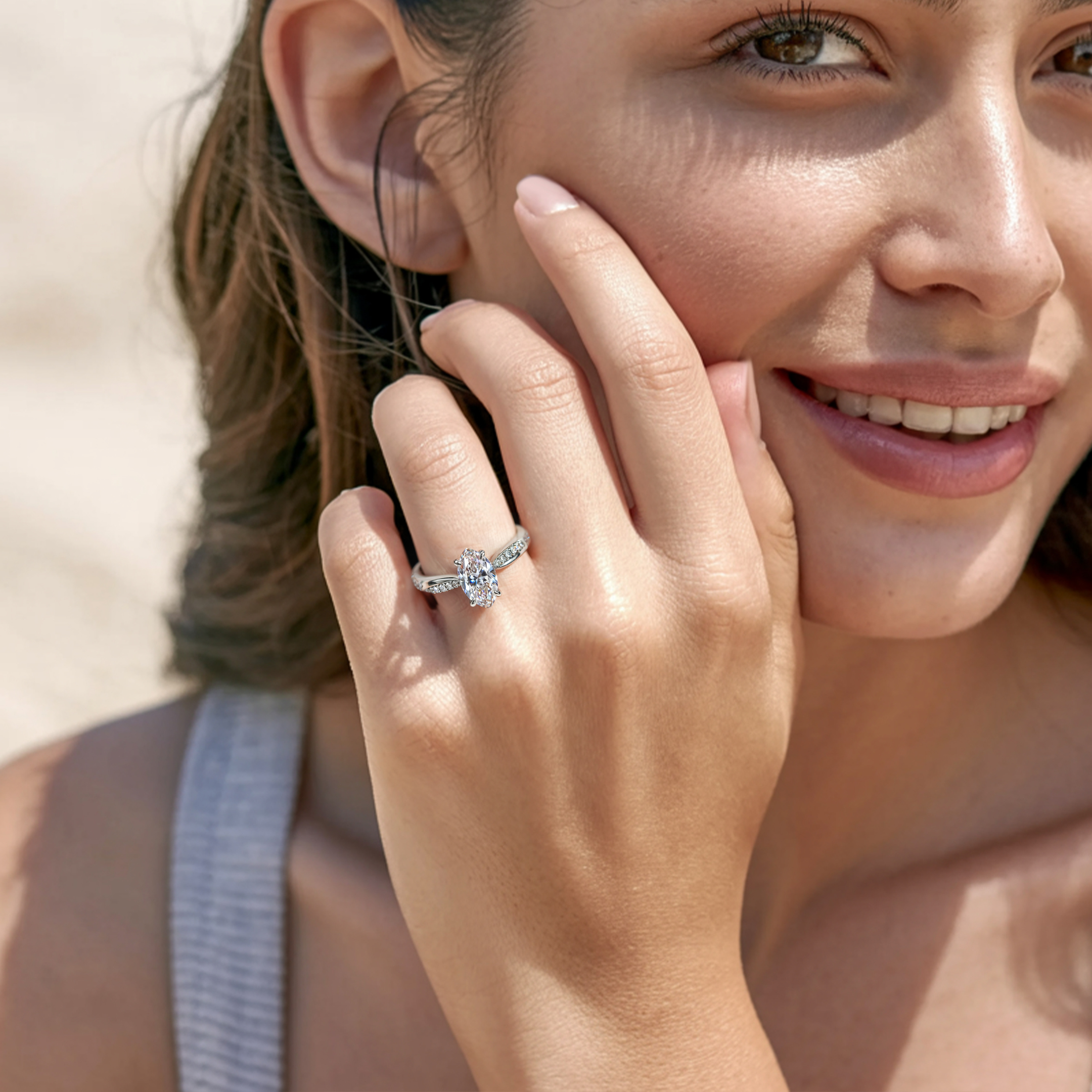 ツイストバンド 1CT マーキスカット モアッサナイトリング