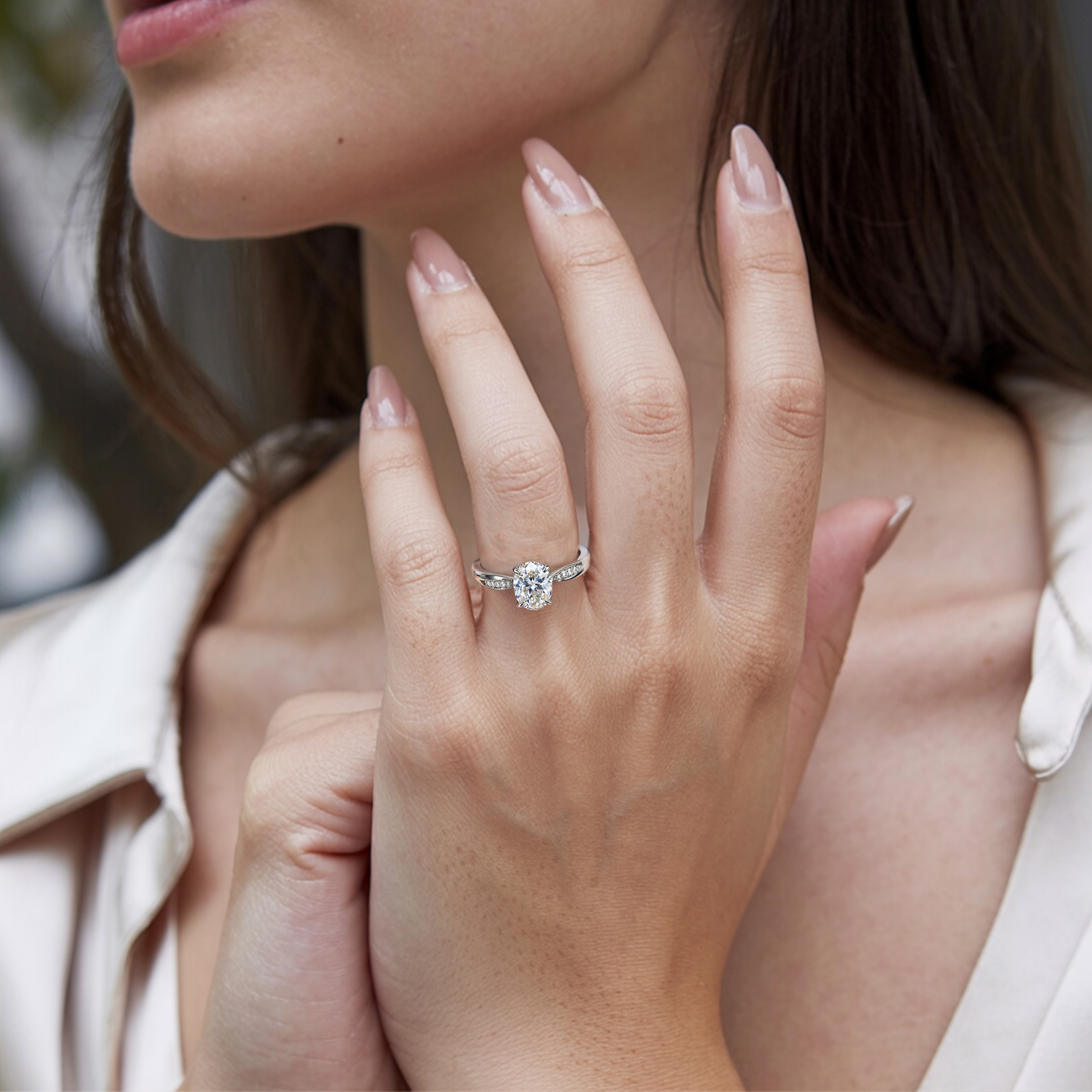 ツイストバンド 1CT オーバルカット モアッサナイトリング