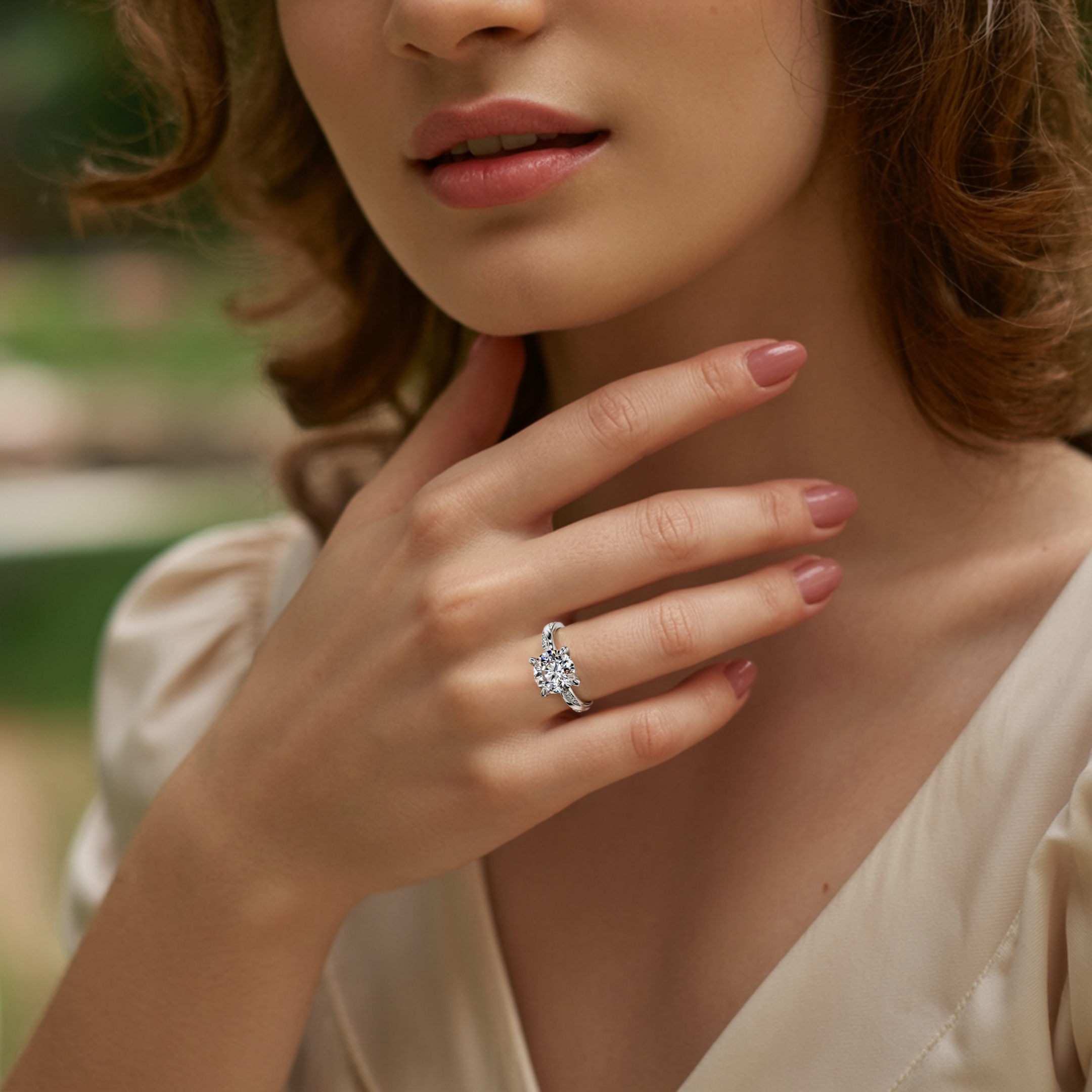 ツイストバンド 4CT ラウンドカット モアッサナイトリング