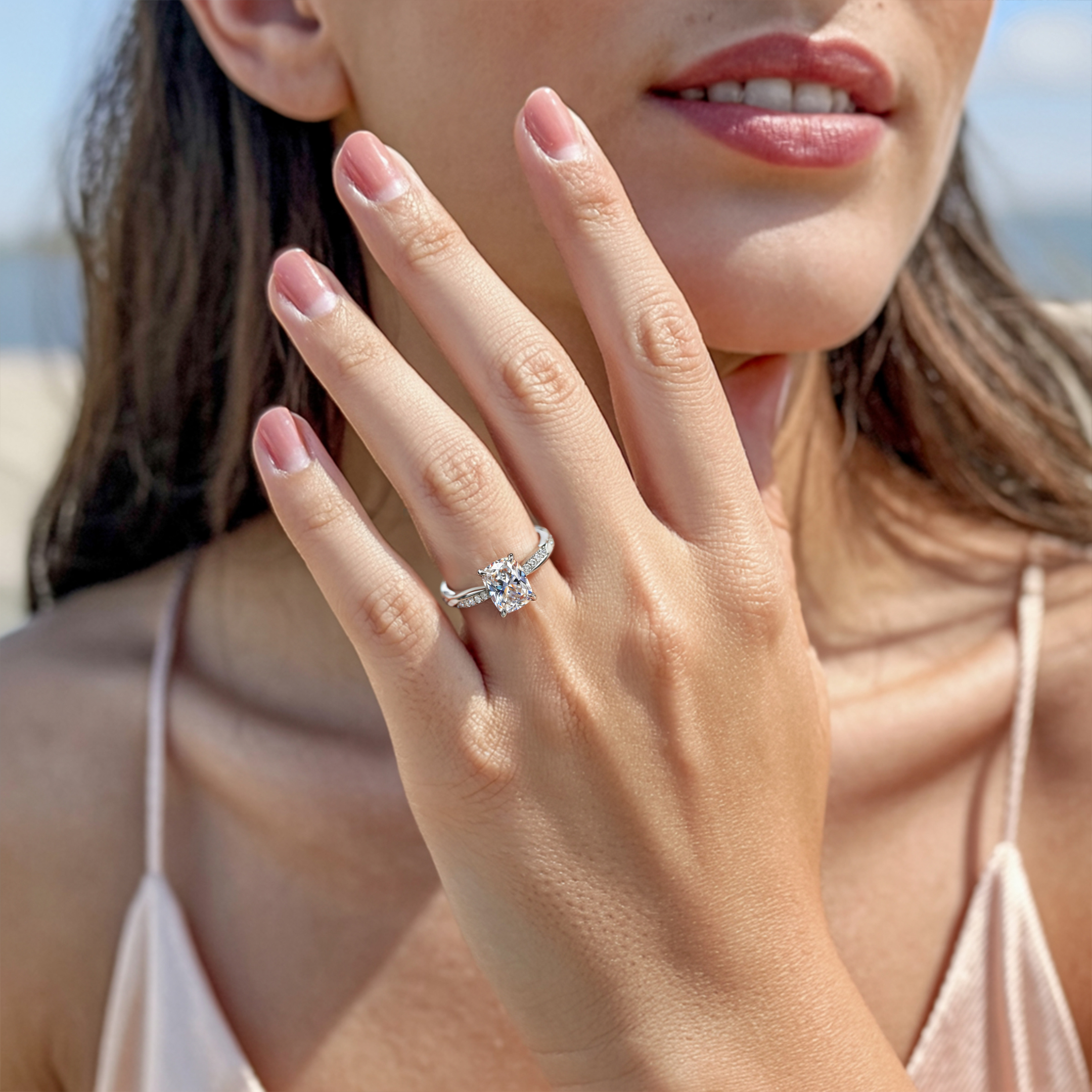 ツイストバンド 1CT ラディアントカット モアッサナイトリング