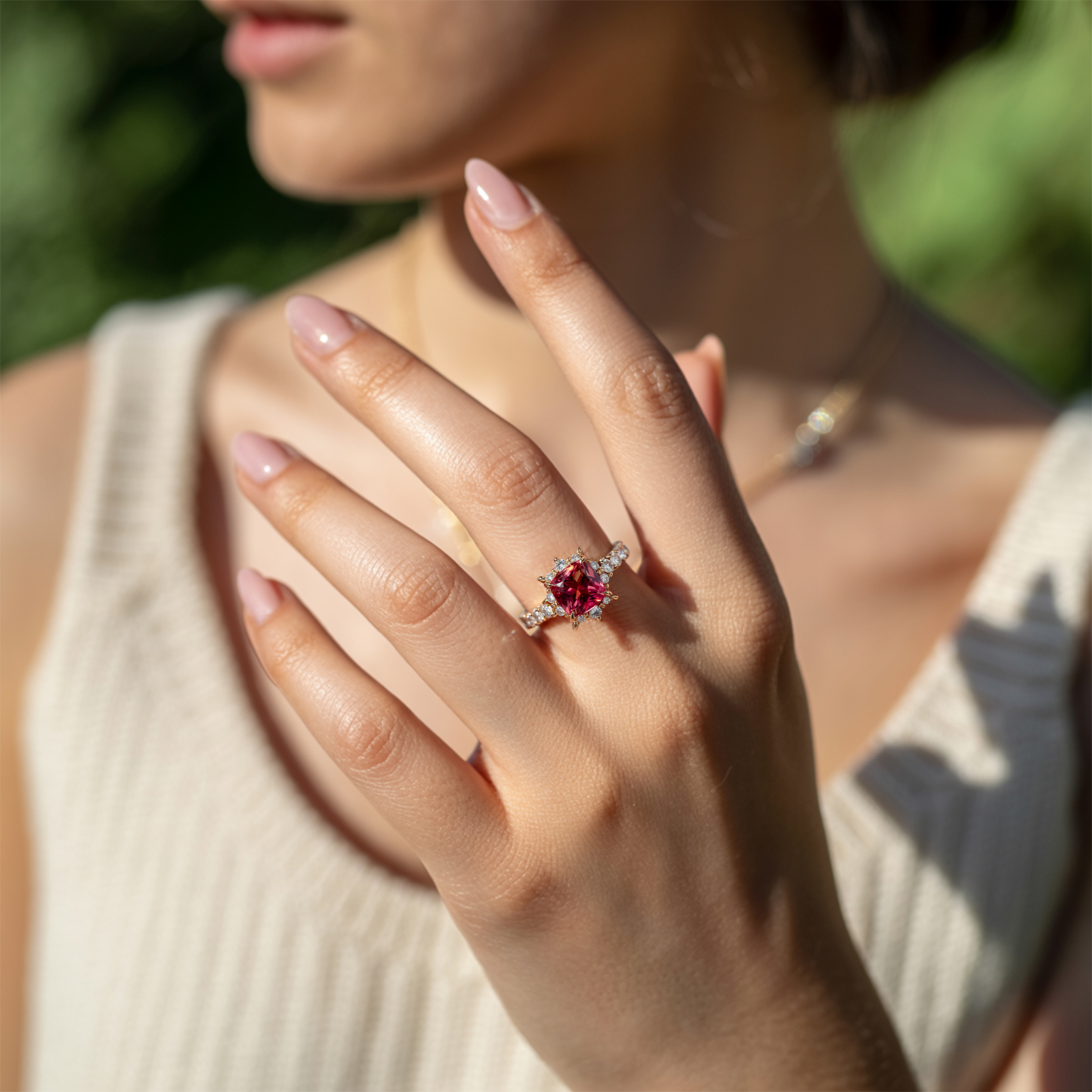 カテリーナ 1CT プリンセスカット レッドモアサナイトリング