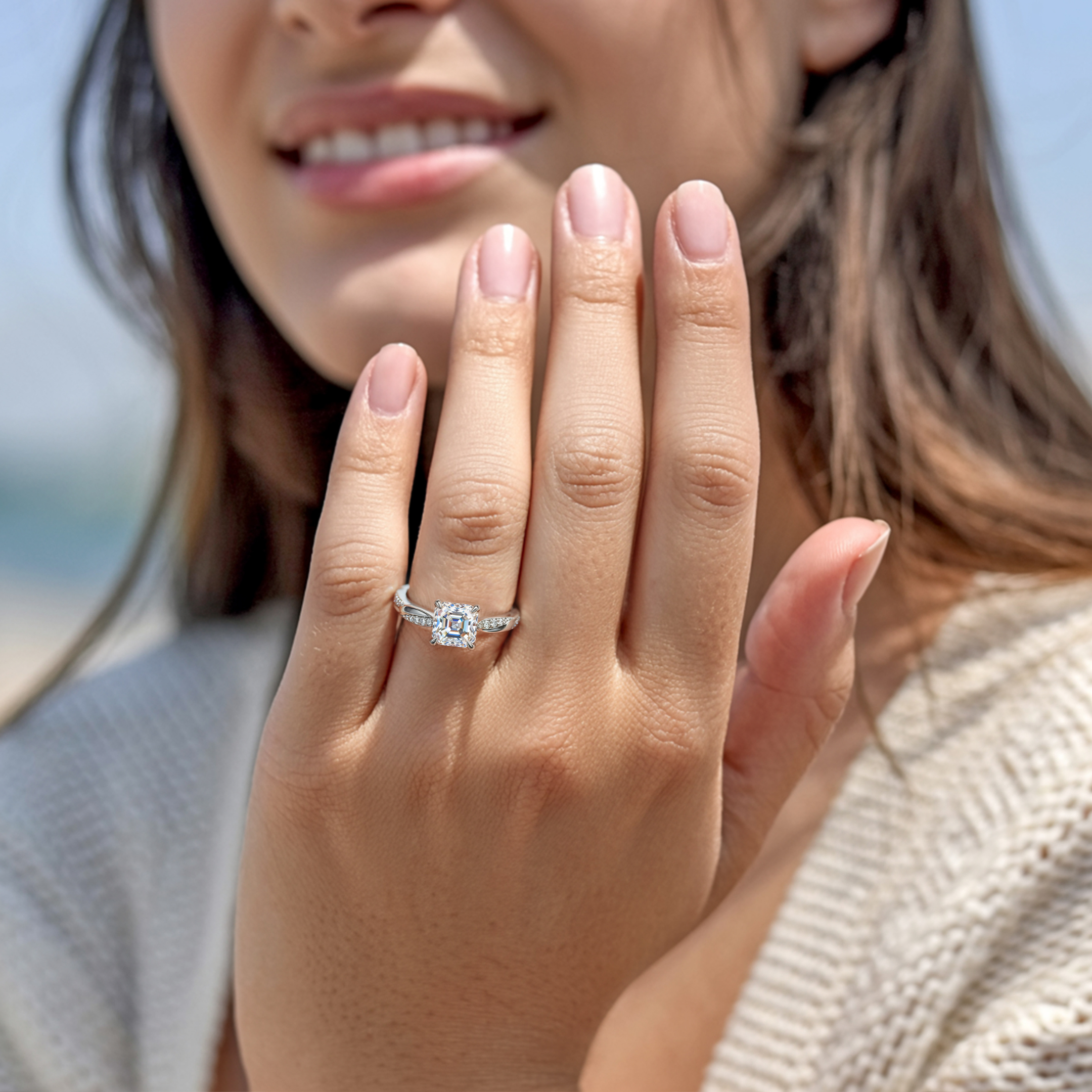 ツイストバンド 1CT — アッシャーカット モアッサナイトリング