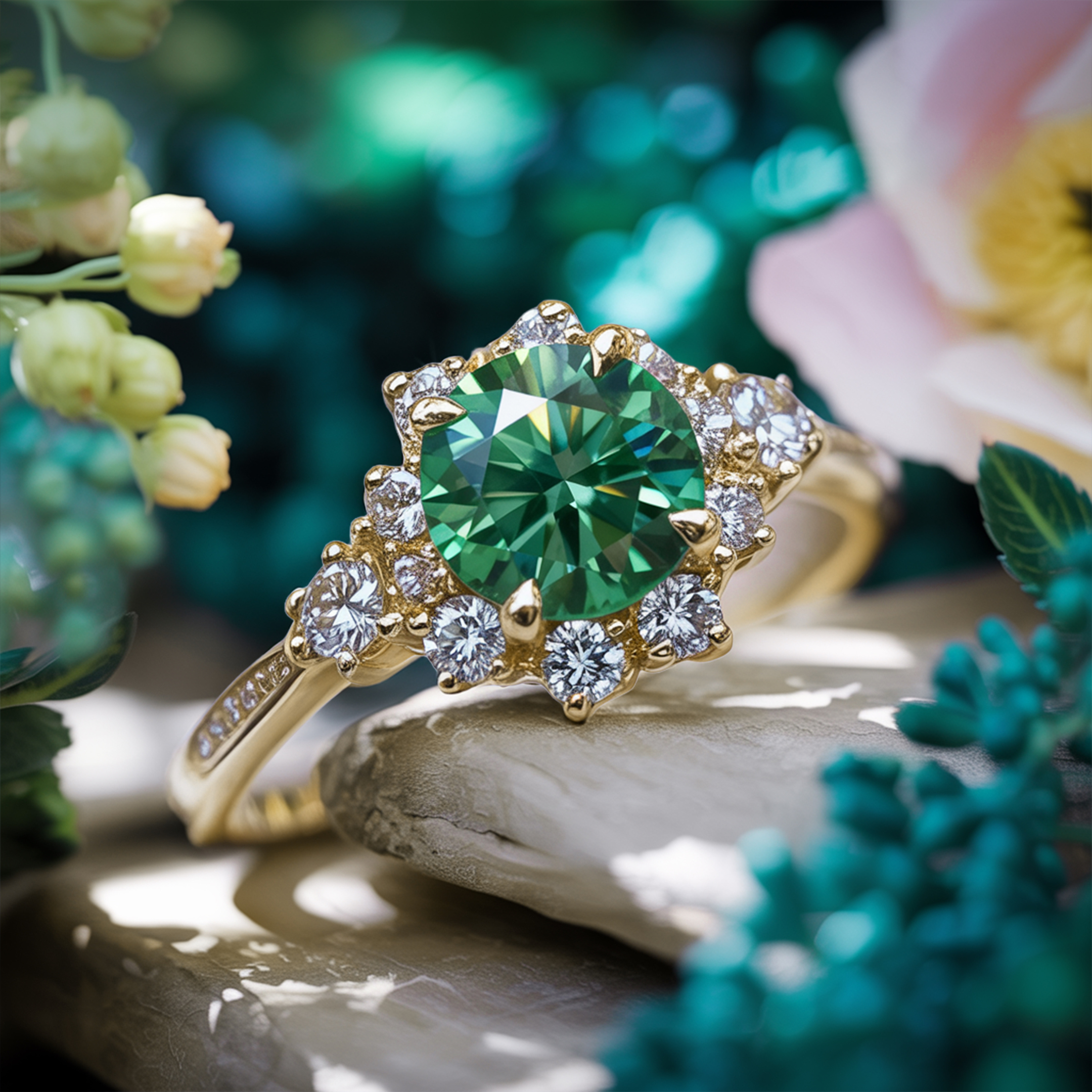 ベサニー - エメラルドグリーン モアッサナイトリング