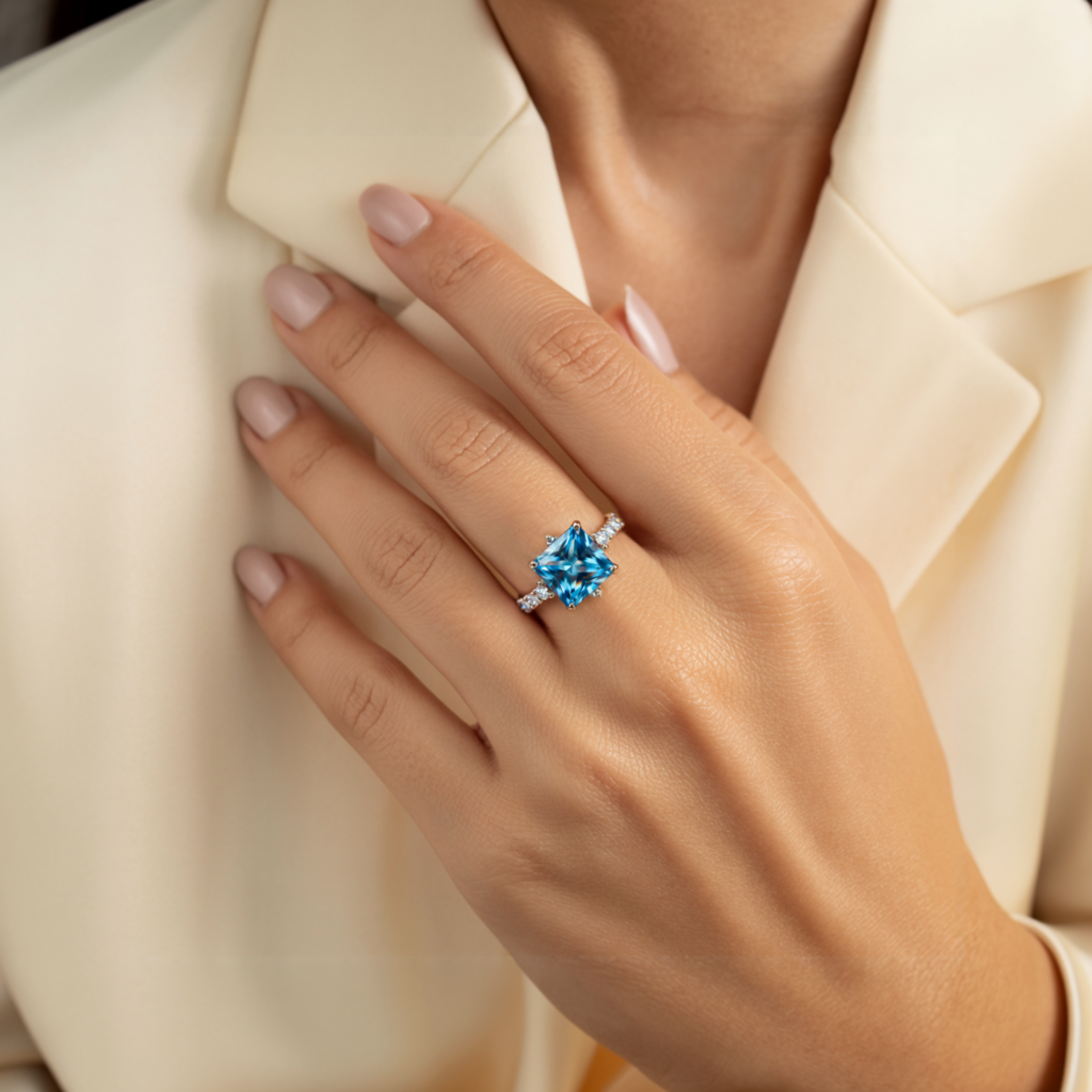 カテリーナ 5CT プリンセスカット モアッサナイトリング