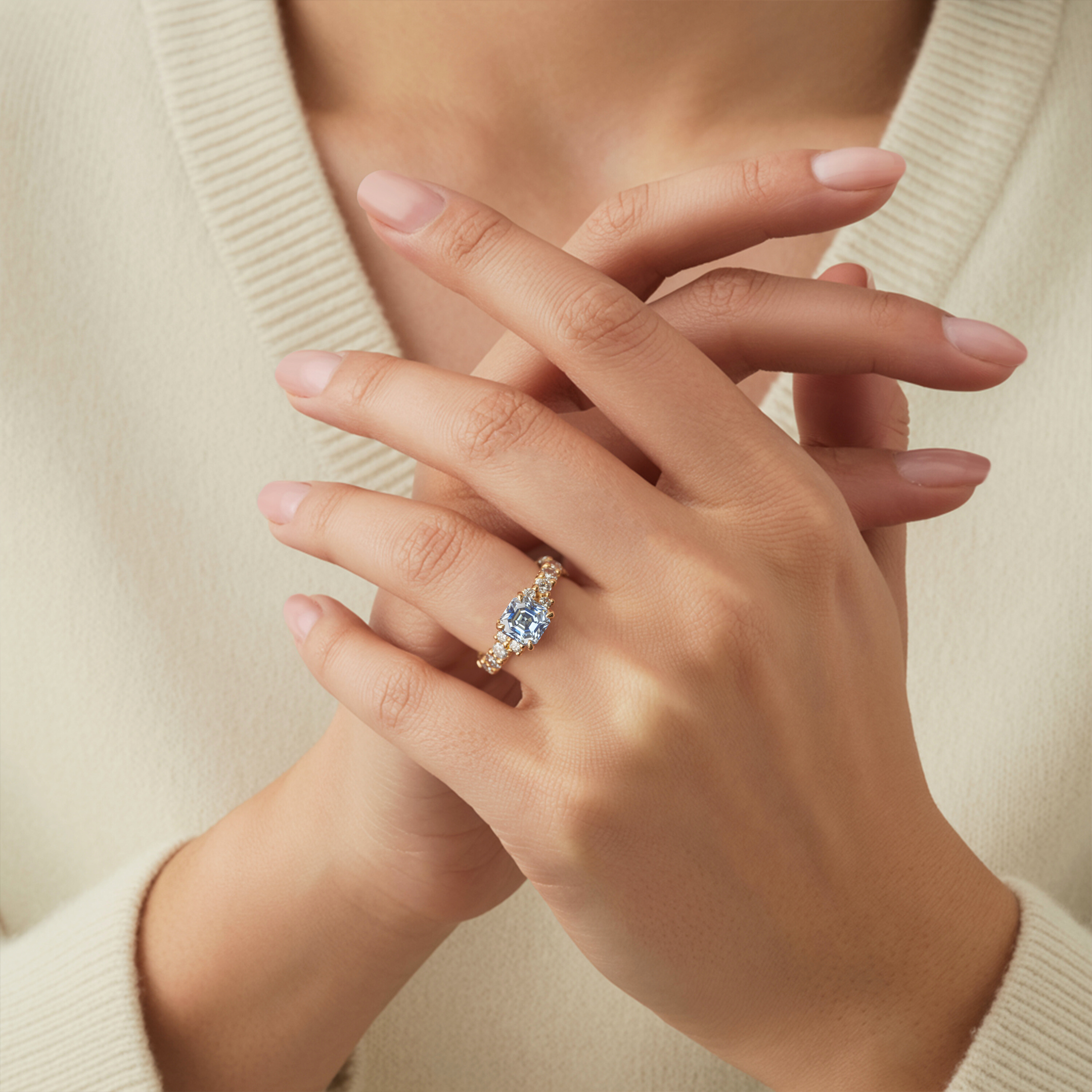 The Adelina Rae — Asscher Cut Moissanite Ring