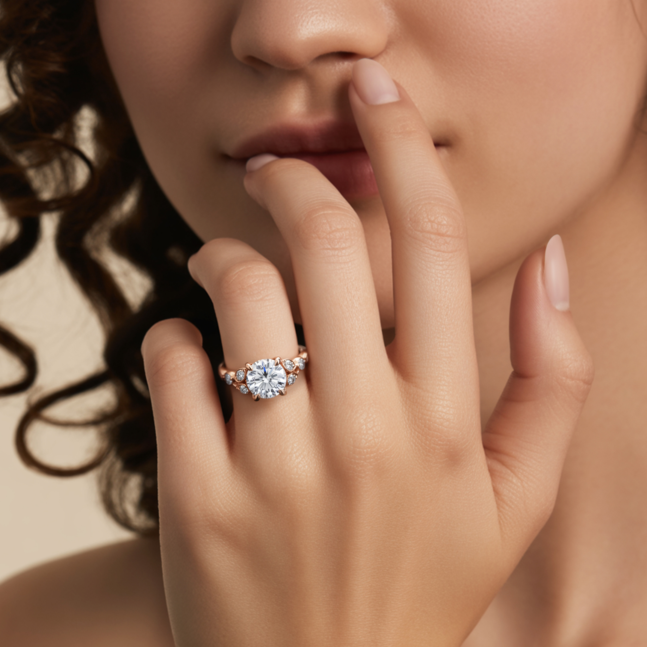 <Katalina>1.5CT ラウンドカット ホワイトモアサナイトリング