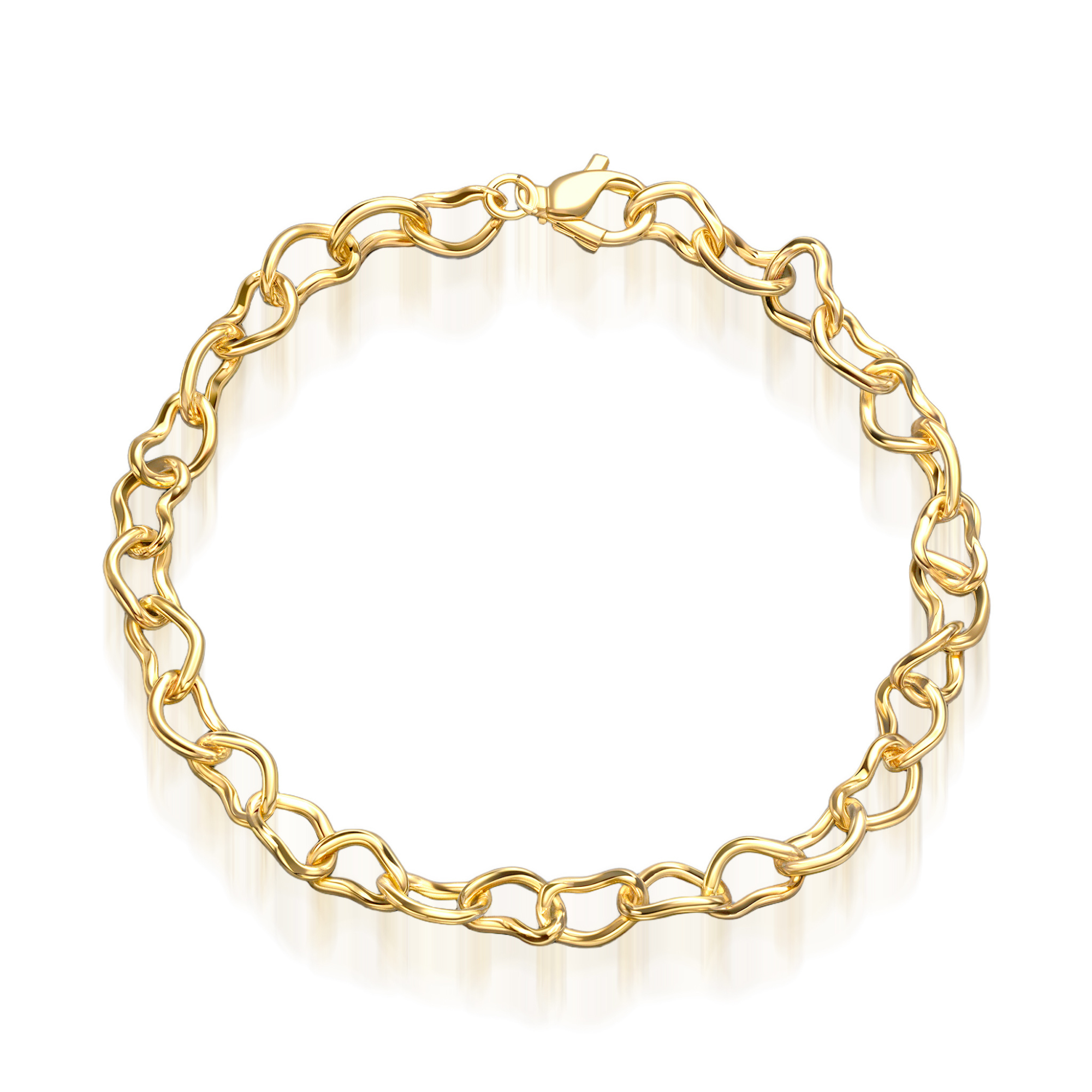 リンクしたハートのブレスレット