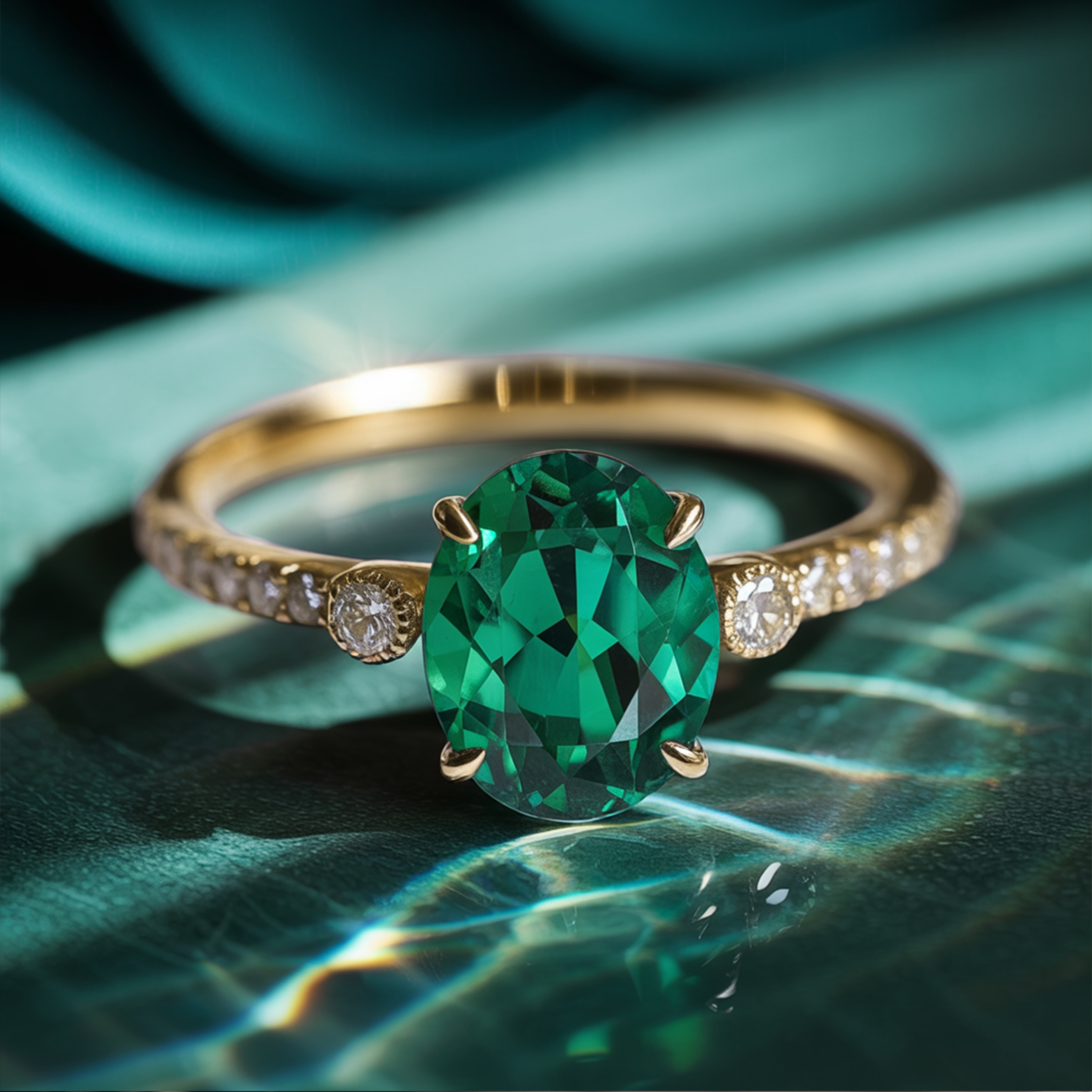 ルナ - グリーンモアサナイトリング