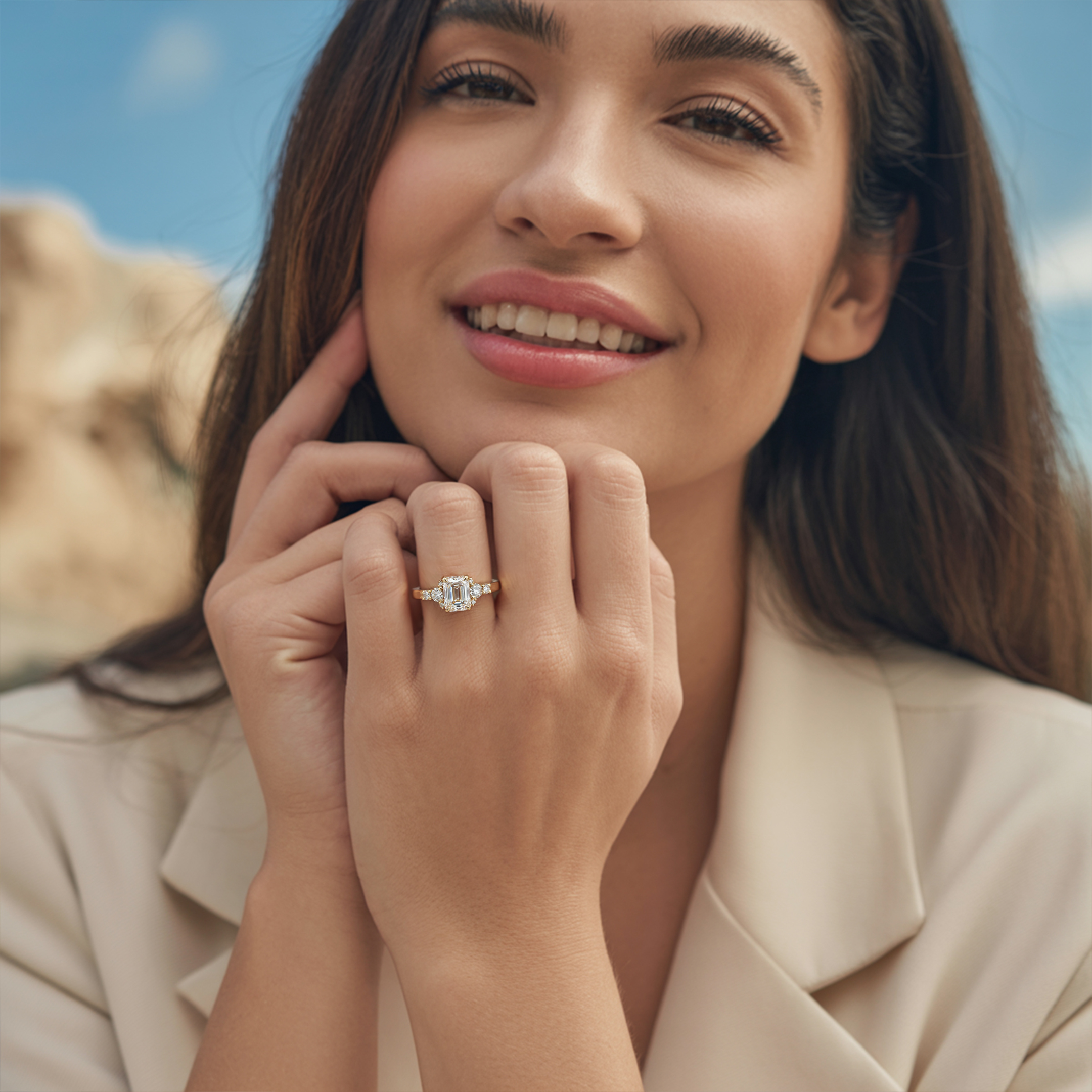 <The Bella Jewel 2CT Emerald Cut Moissanite Ring>
ベラジュエル 2CT エメラルドカット モアッサナイトリング