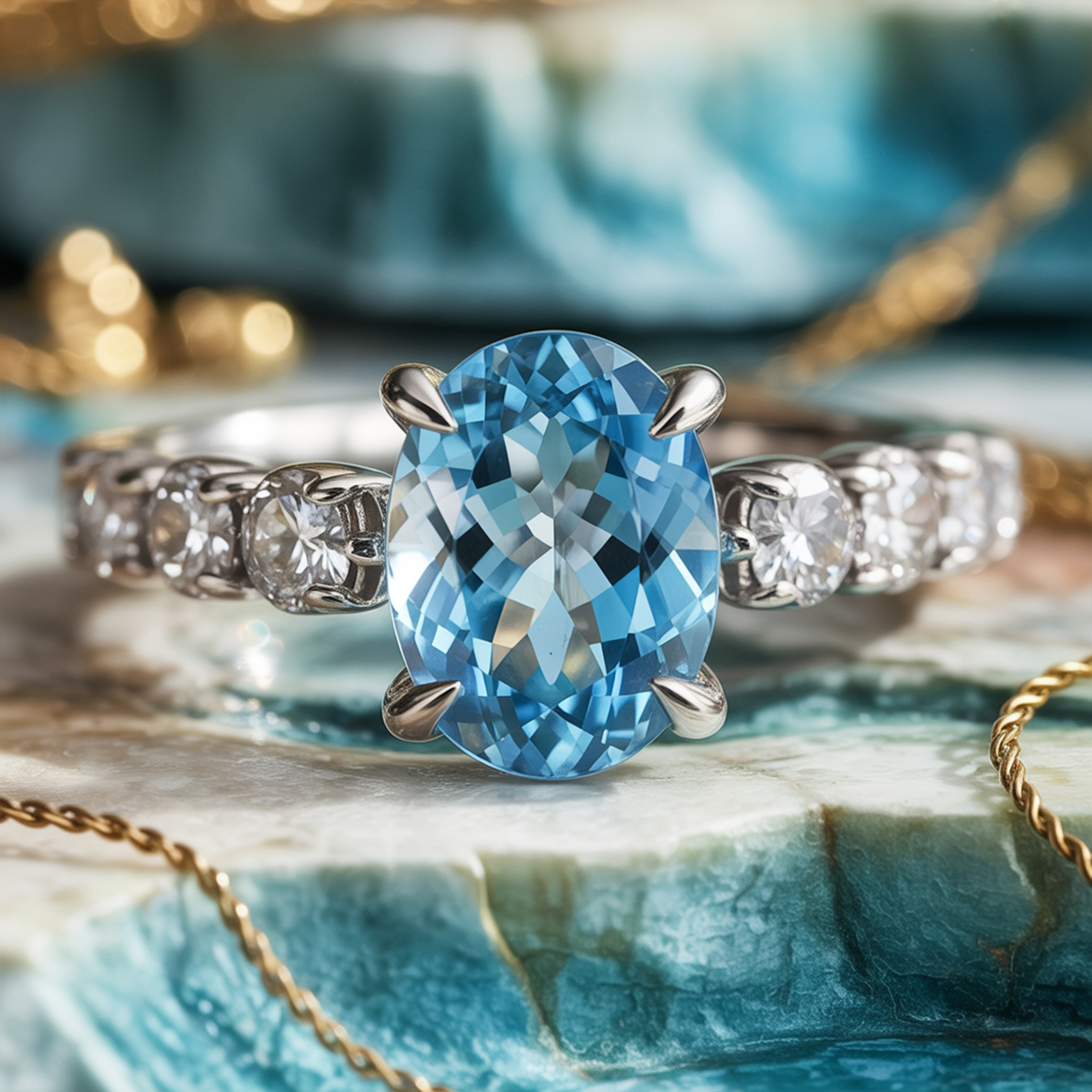 La Célestine - Bague Moissanite Bleue