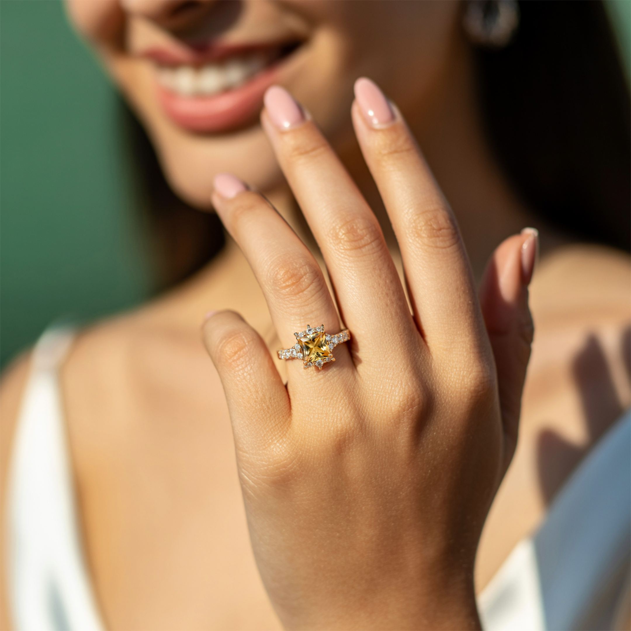 カテリーナ 1CT プリンセスカット イエローモアサナイトリング