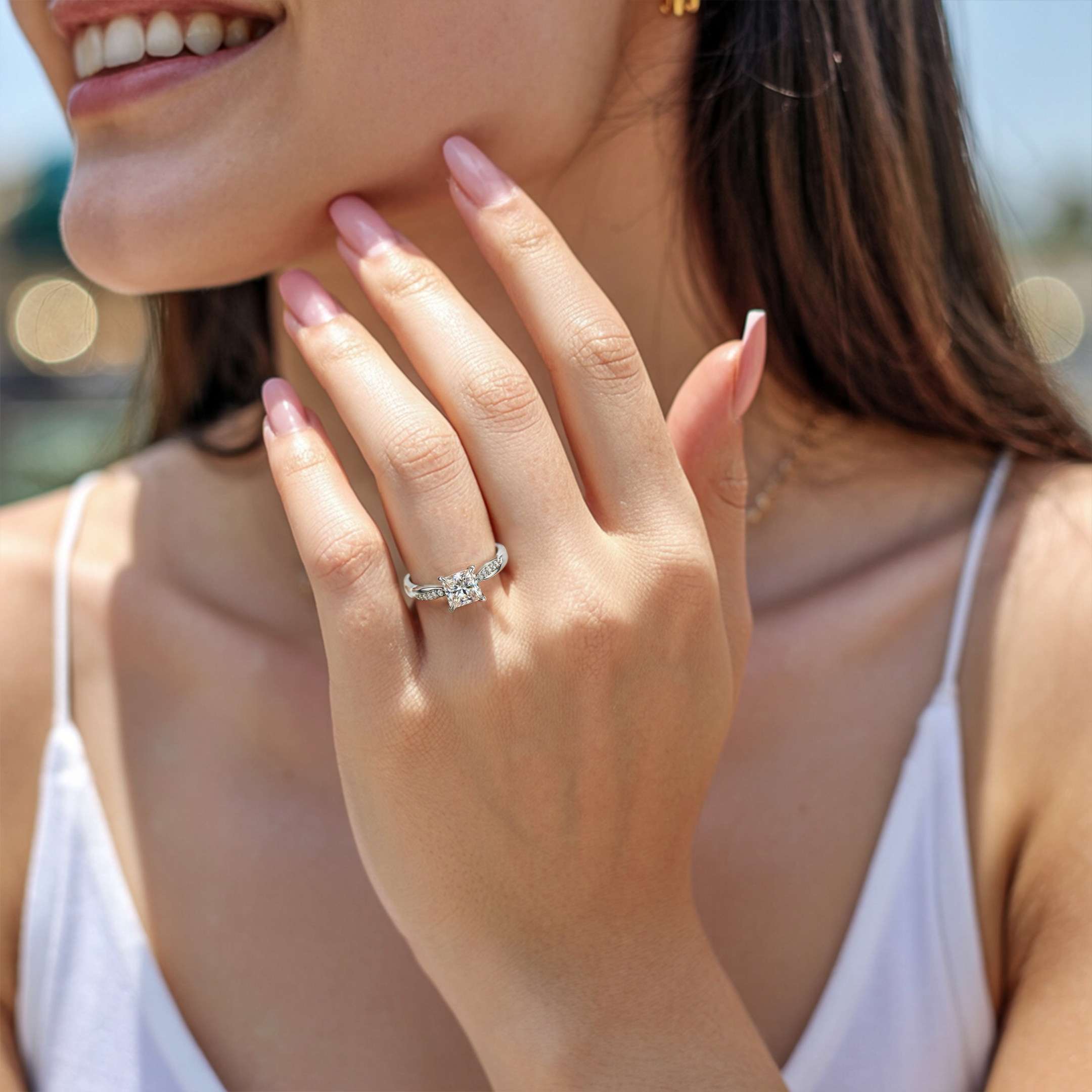 ツイストバンド 1CT プリンセスカット モアッサナイトリング