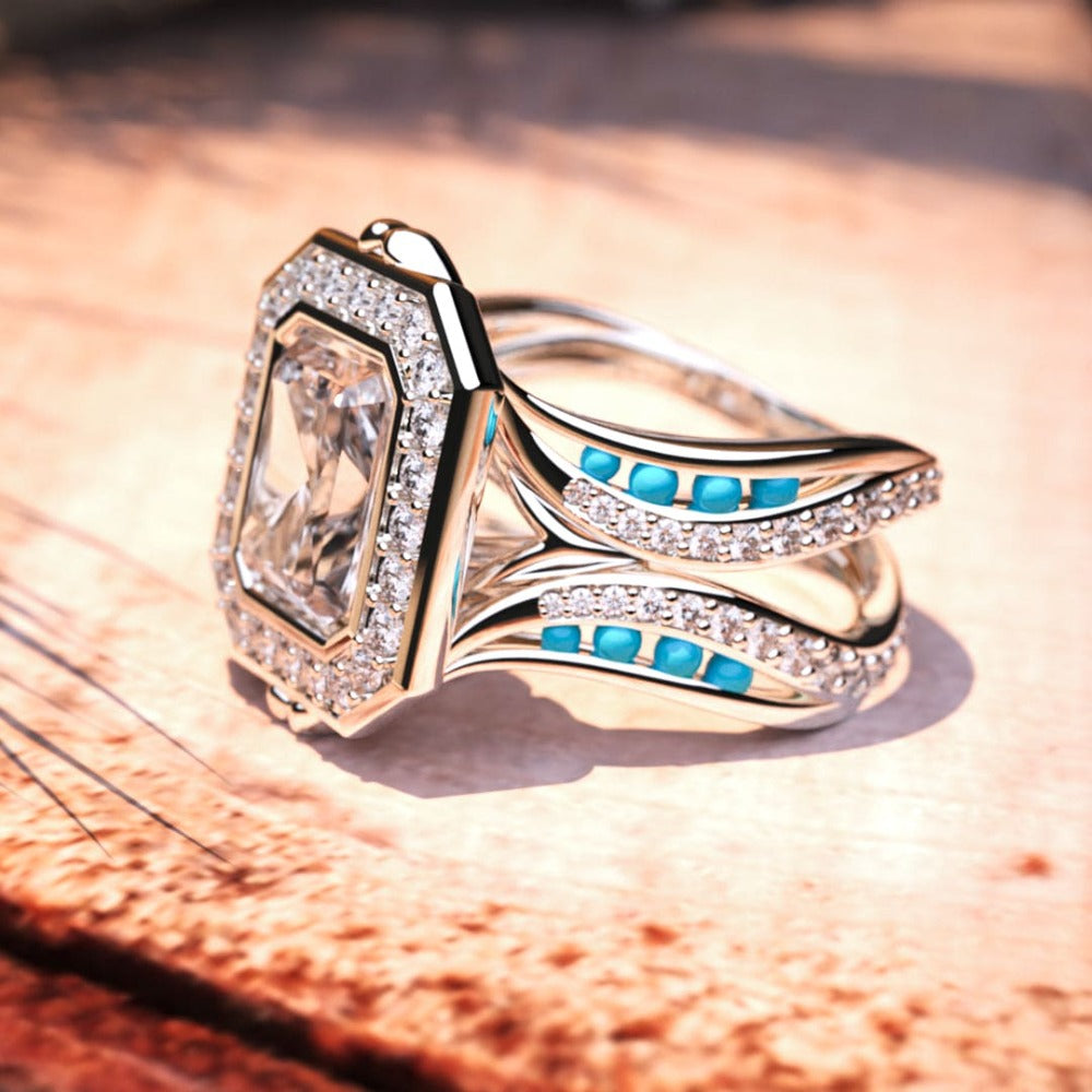 The Ocean's Crown: Ethical Diamond Ring - S925 Sterling Silver