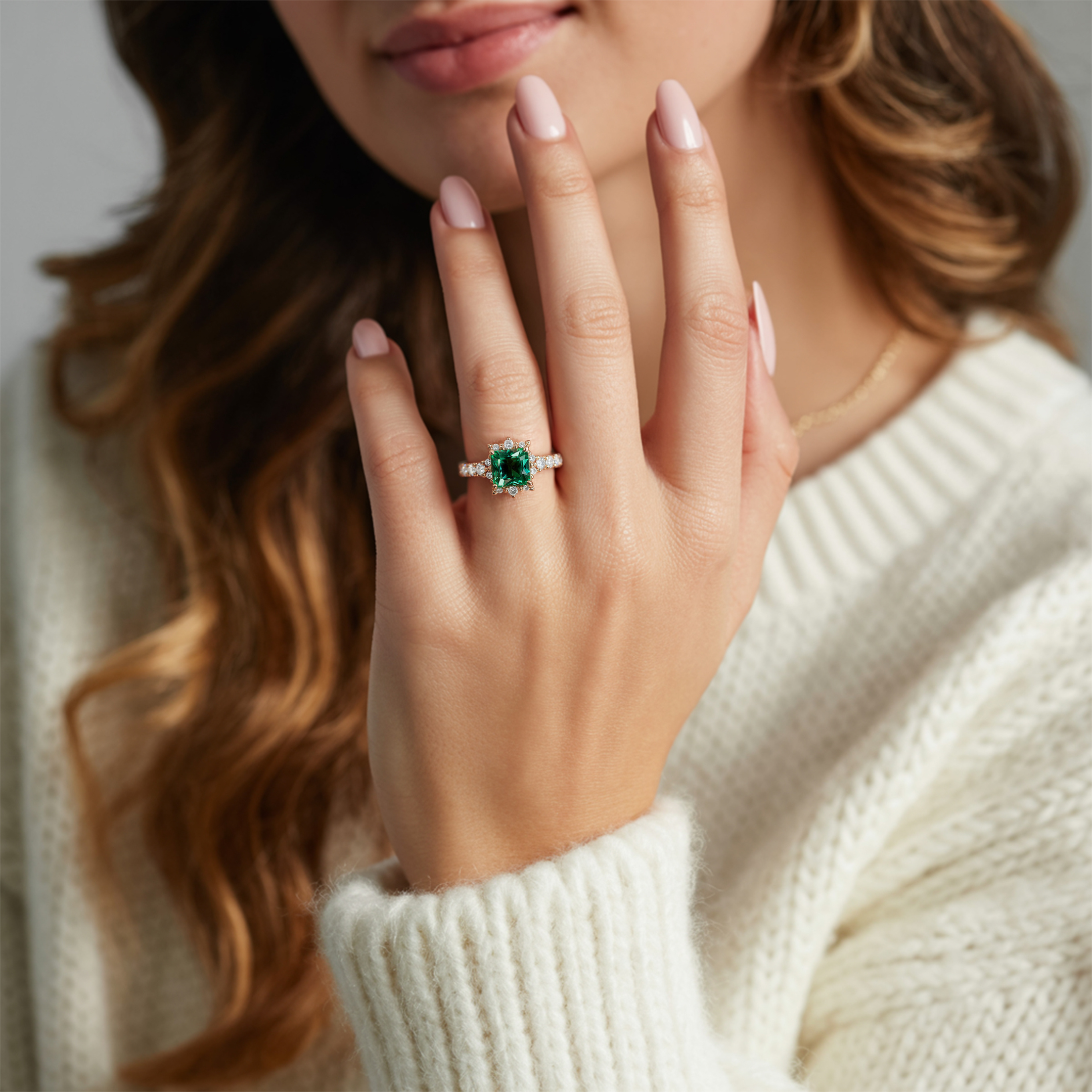 カテリーナ 1CT プリンセスカット グリーンモアサナイトリング