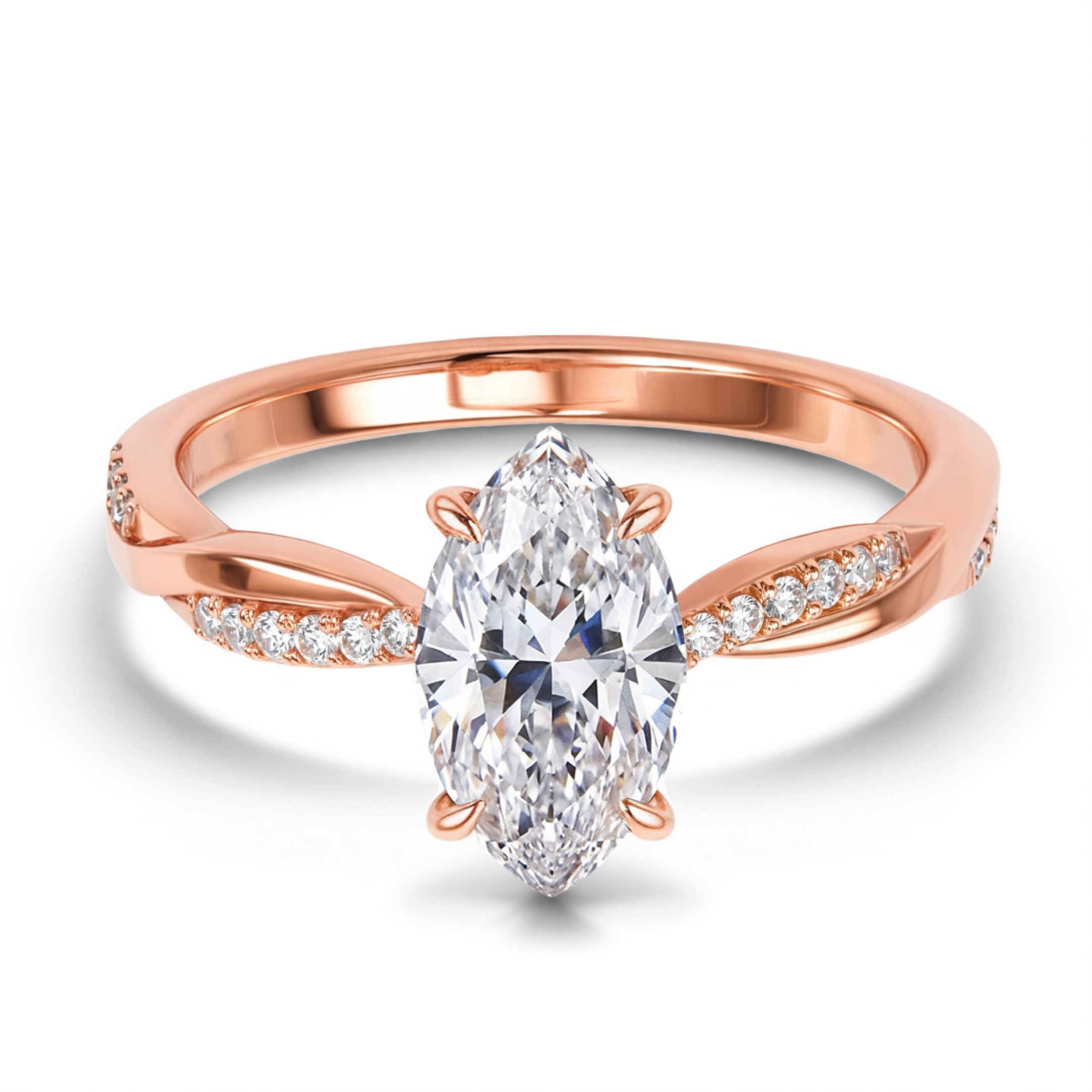 ツイストバンド 1CT マーキスカット モアッサナイトリング