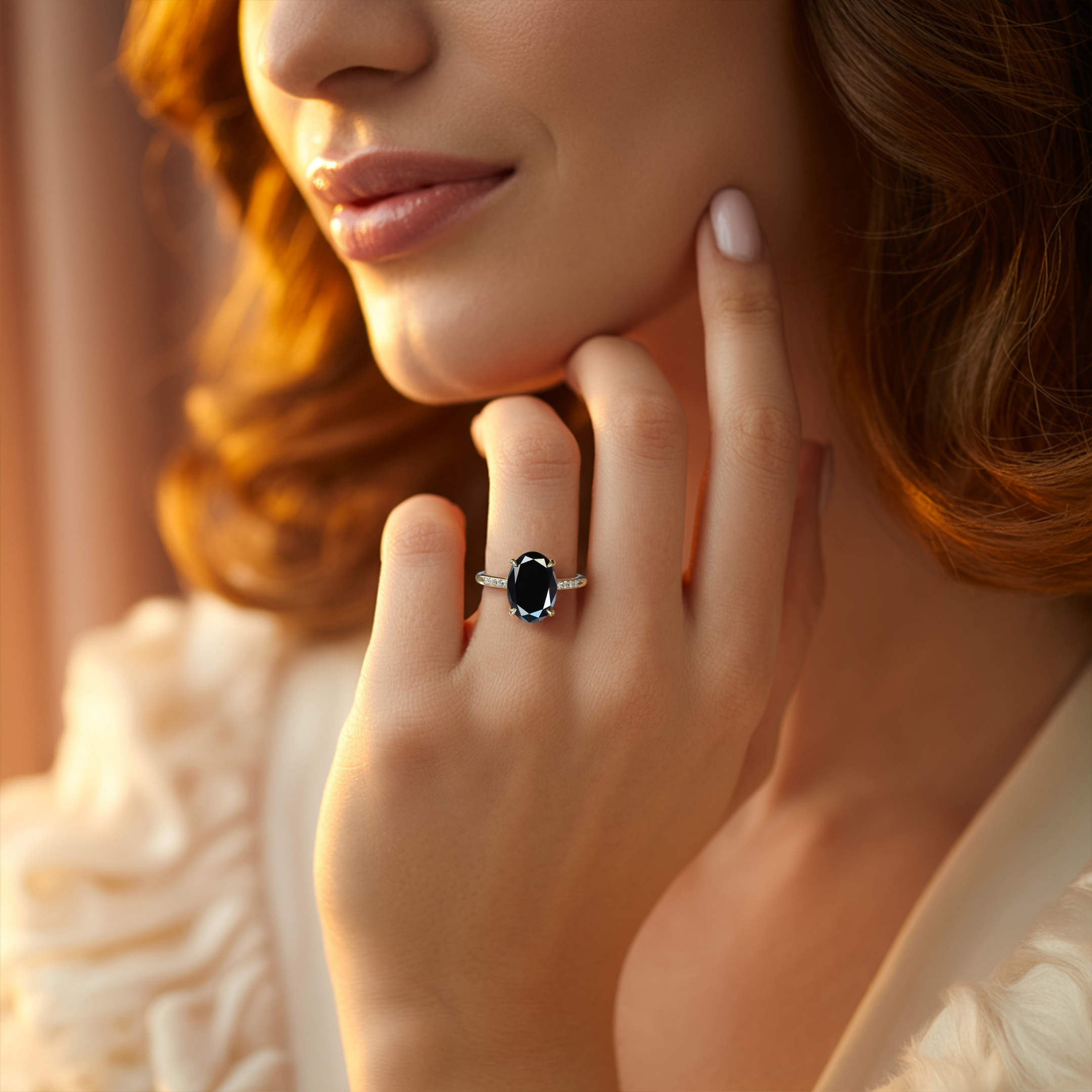 オパライン - ブラックモアサナイトリング