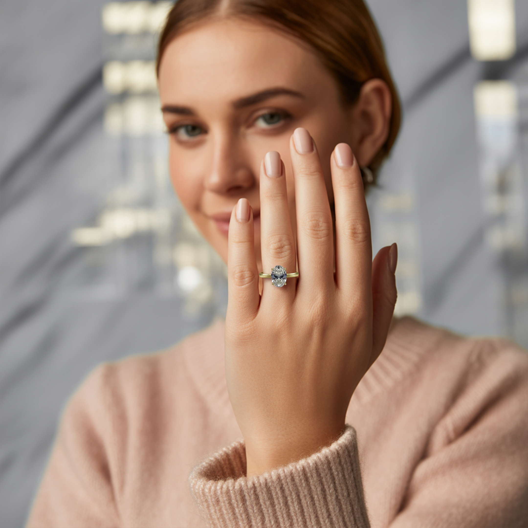 オパライン - ヴィンテージ モアッサナイトリング