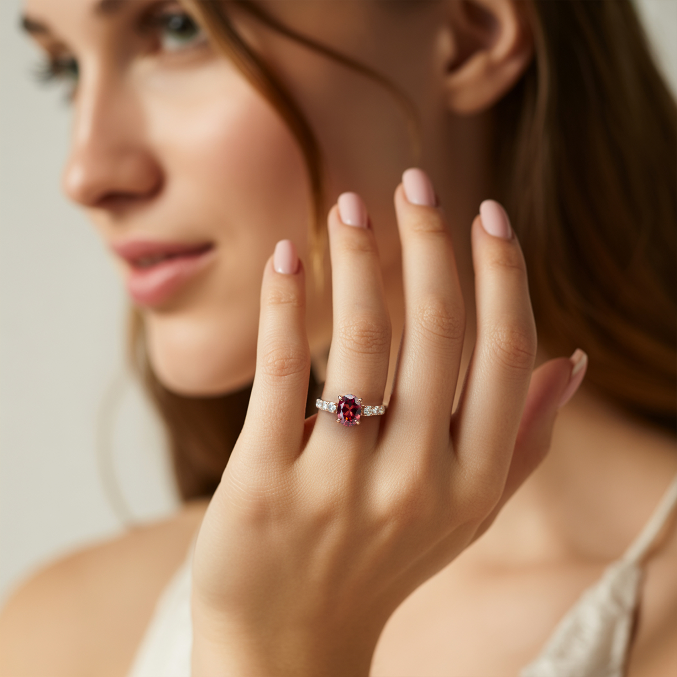 セレスティン - レッドモアッサナイトリング