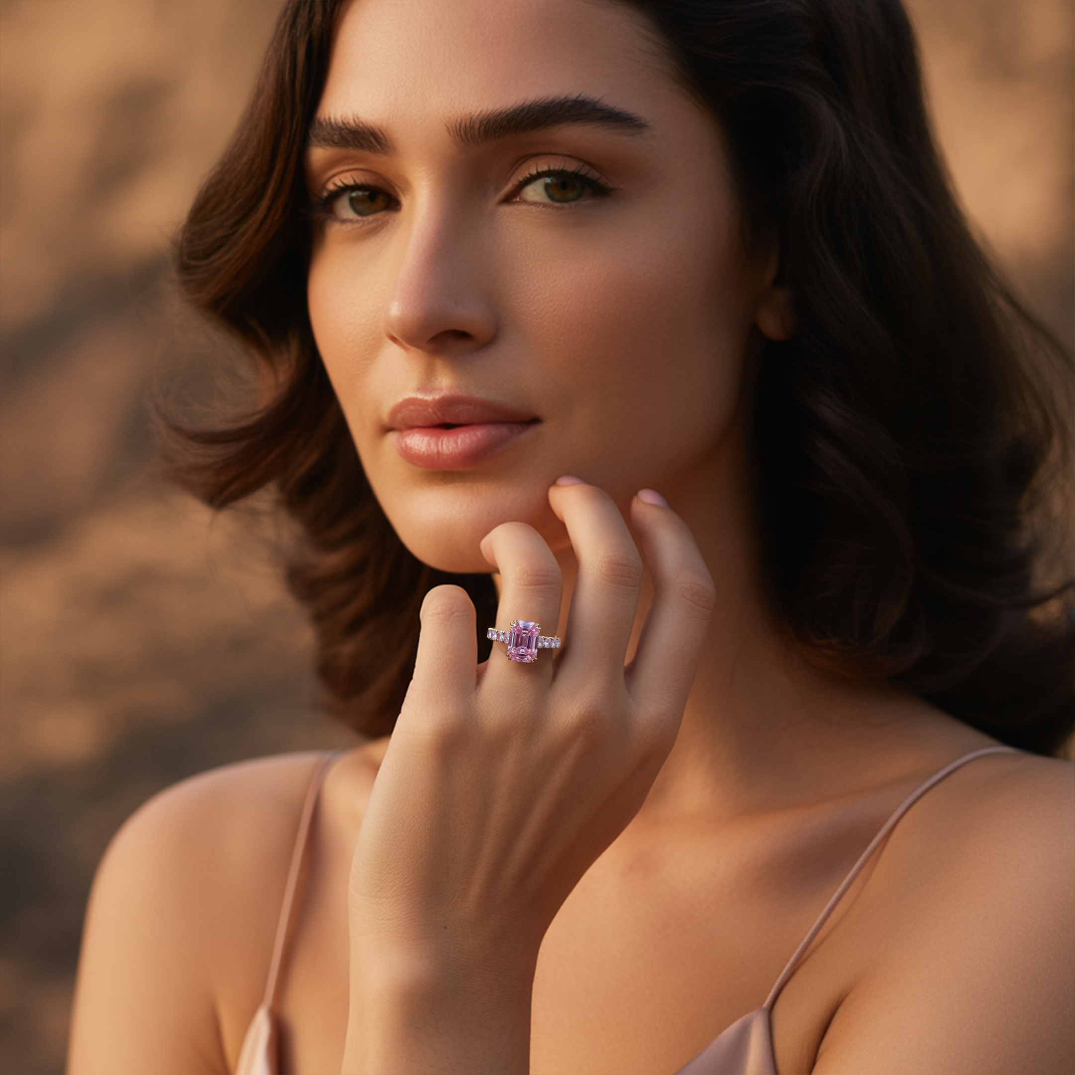 カミラ 2CT ピンクモアサナイトリング